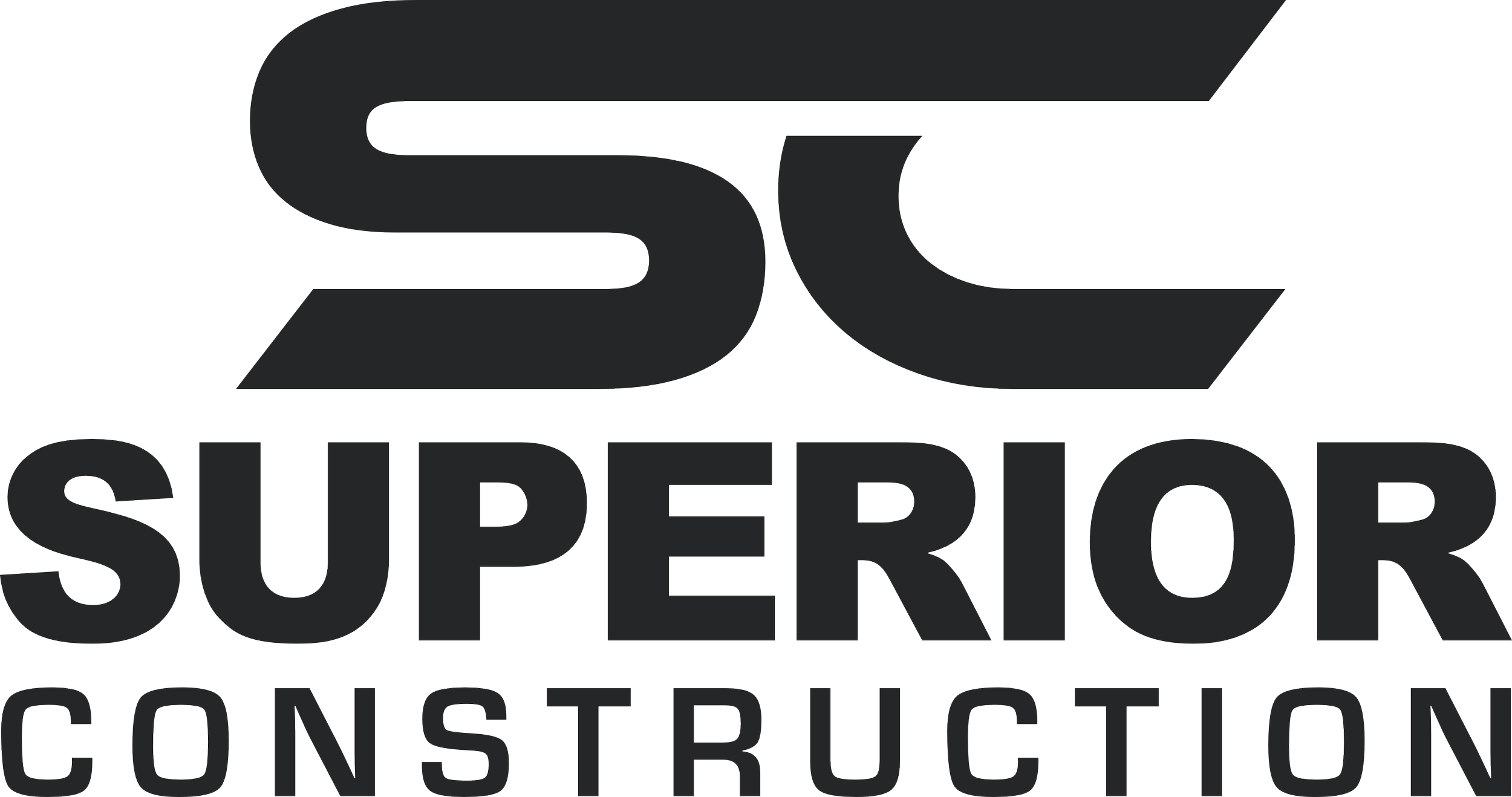 Black logo with stylized letters 'SC' on top and 'Superior Construction' below.