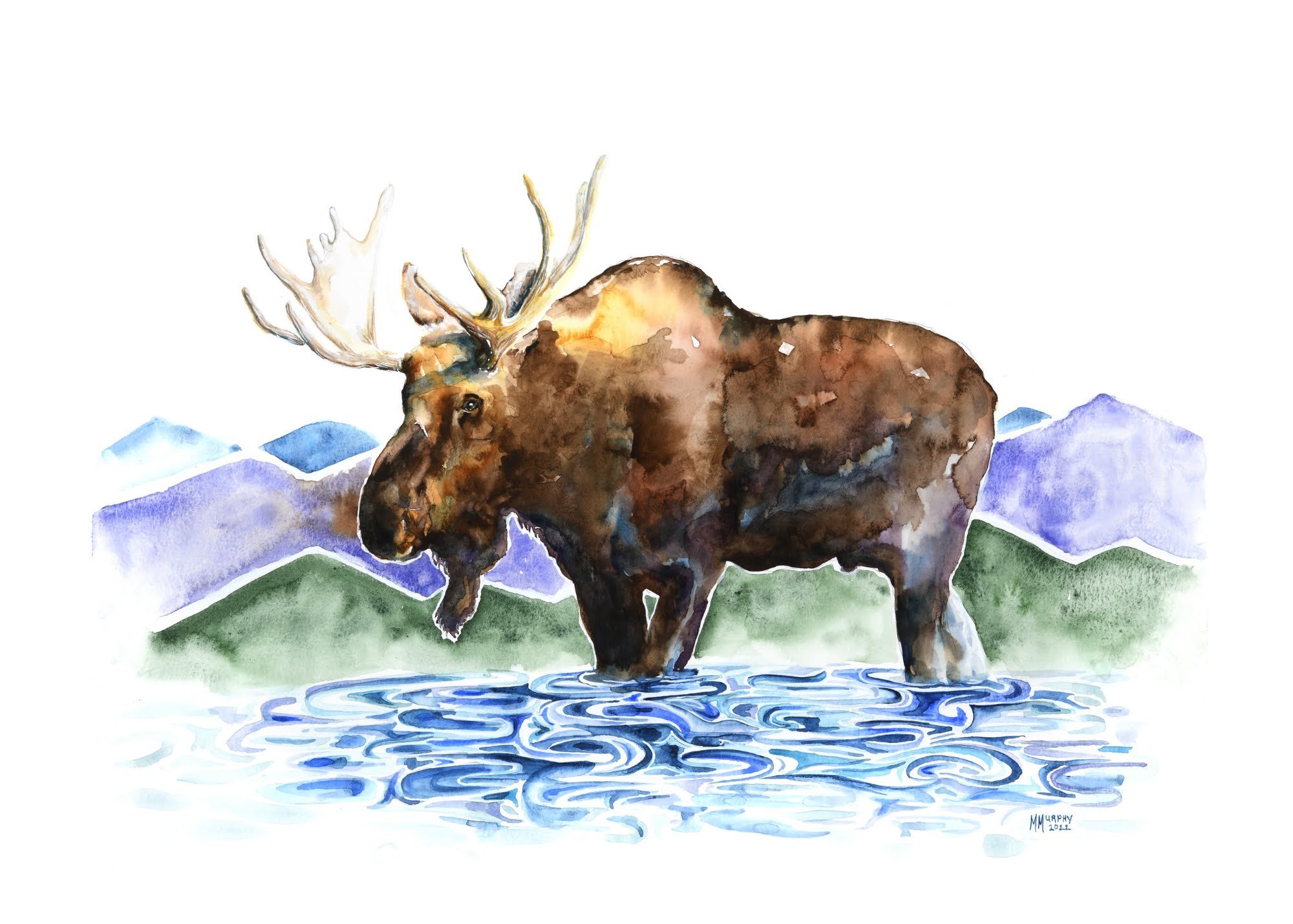 $400 
Water Moose
Framed 22x26" watercolor
