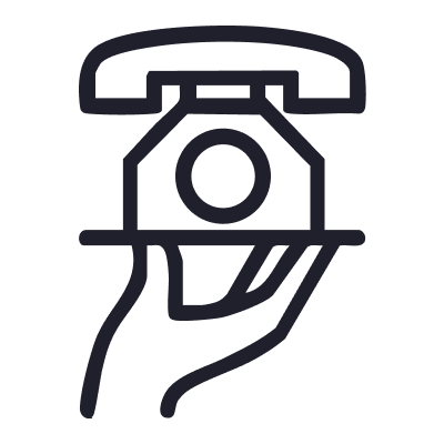 Icon of a rotary phone on a serving platter