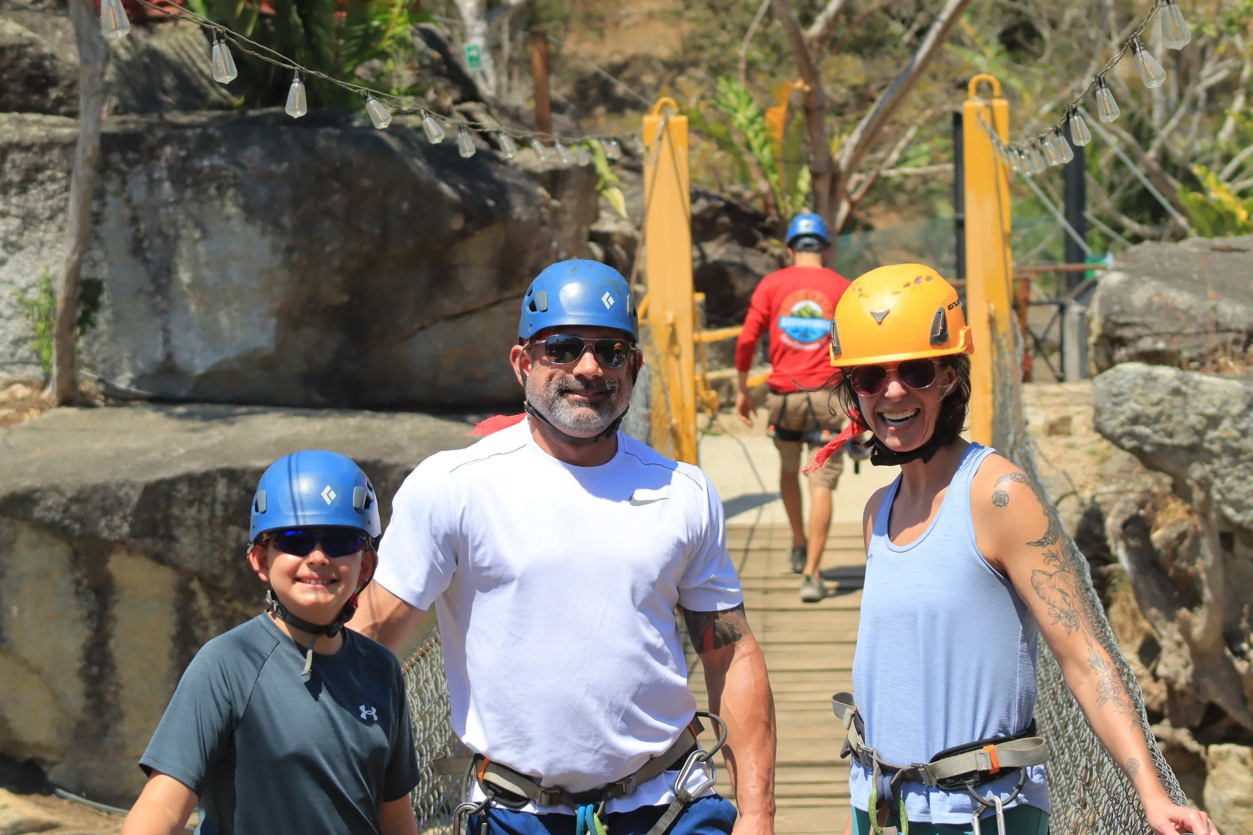 Family on the bridge at Eco Orbit Adventures