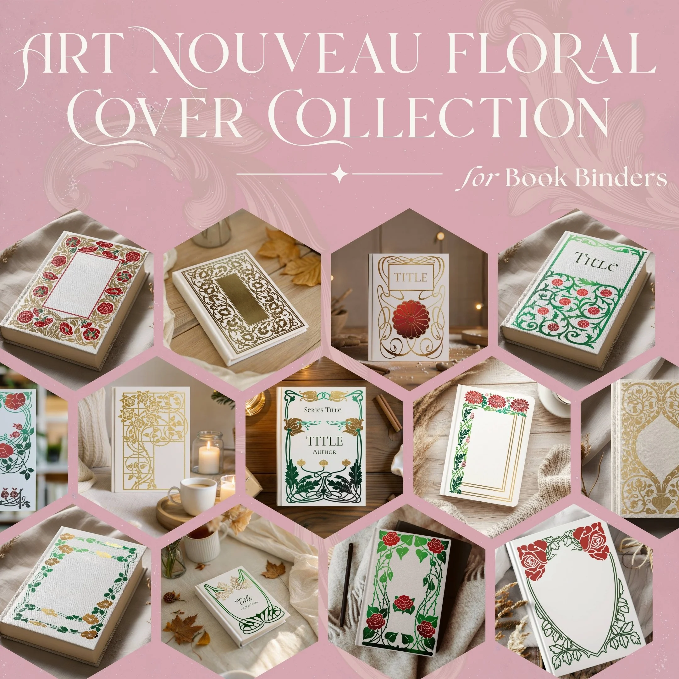 Art Nouveau Floral Book Cover Template Collection