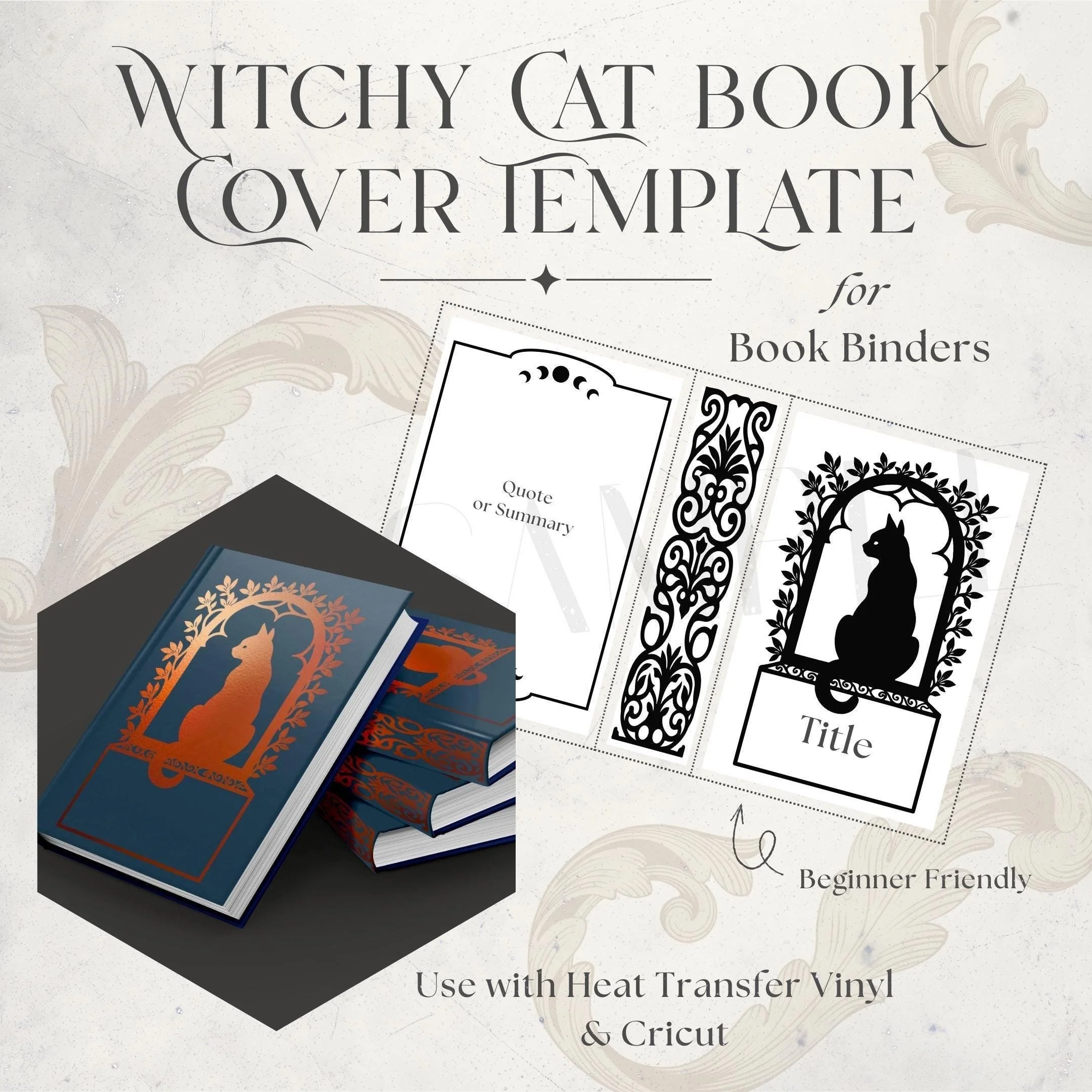 Magical Cat-Themed Book Cover Template