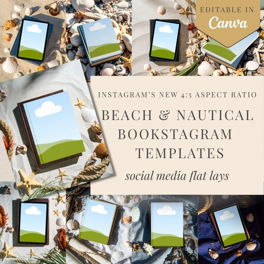 Nautical Beachy Bookstagram Flatlay | 20 Templates for Canva