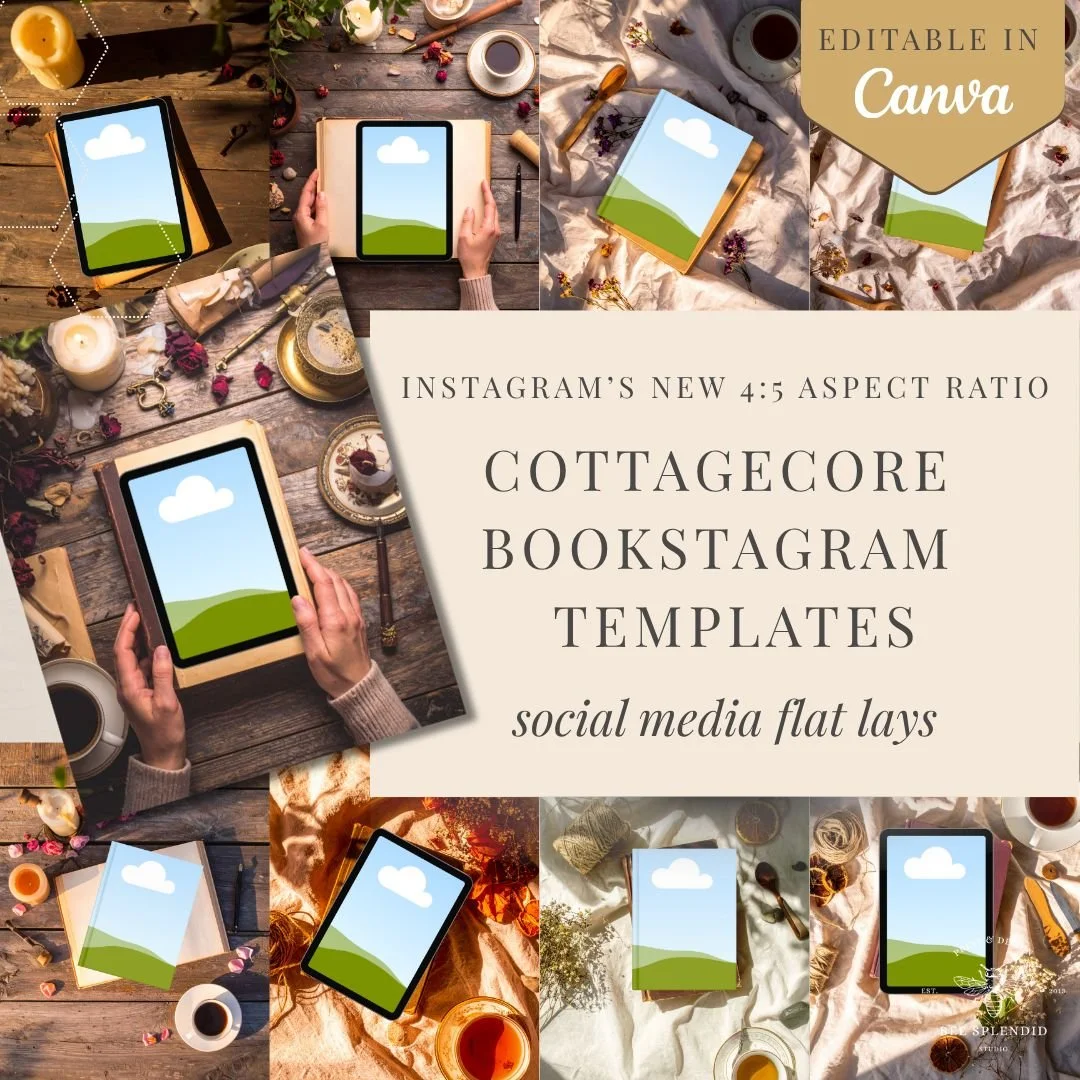 Airy CottageCore Bookstagram Flatlay | 20 Templates for Canva (Copy)