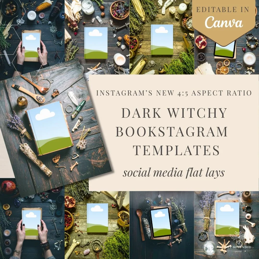 Dark Witchy Bookstagram Flatlay | 20 Templates for Canva