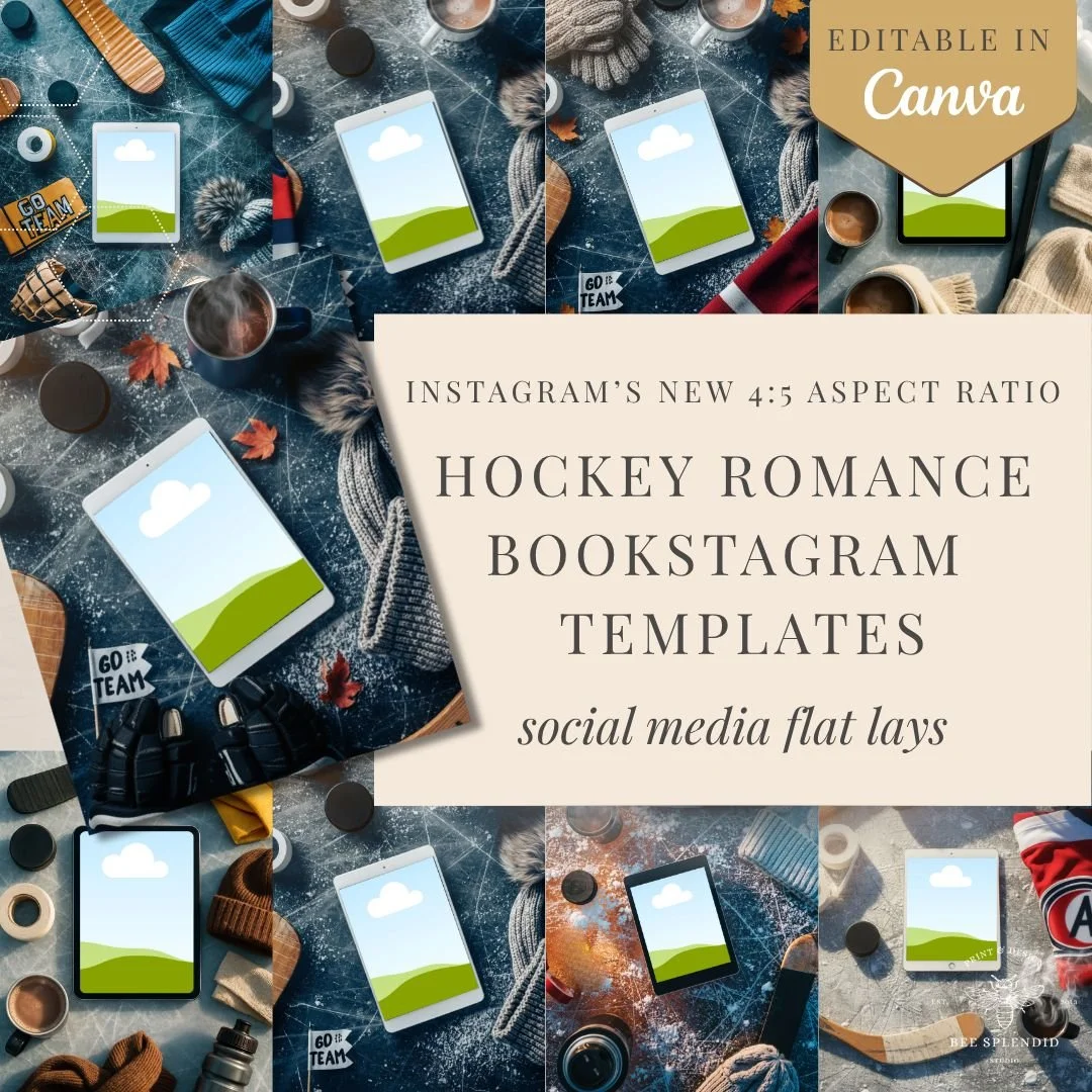Hockey Romance Bookstagram Flatlay | 20 Templates for Canva
