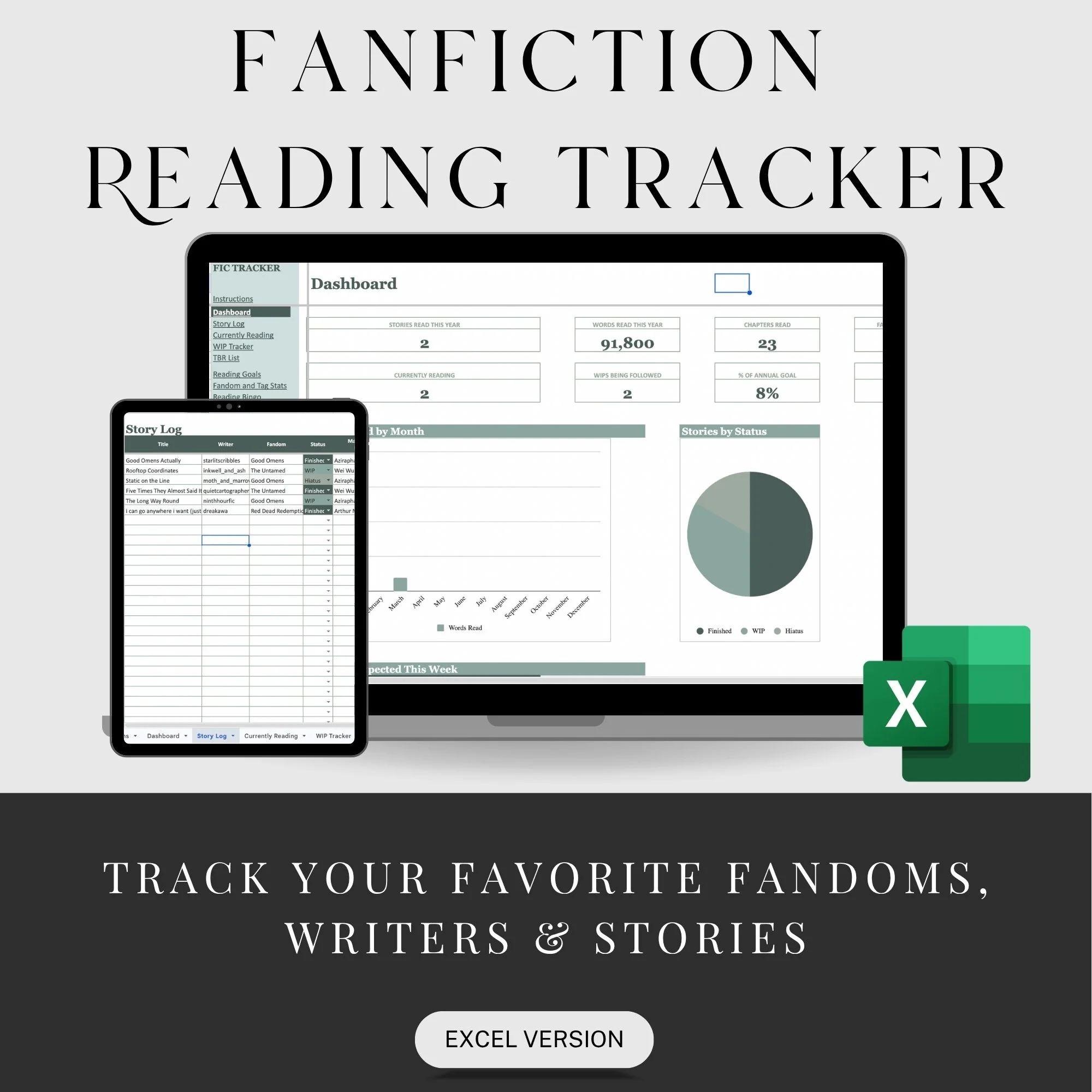 Fanfiction Reading Tracker Spreadsheet - Excel Version