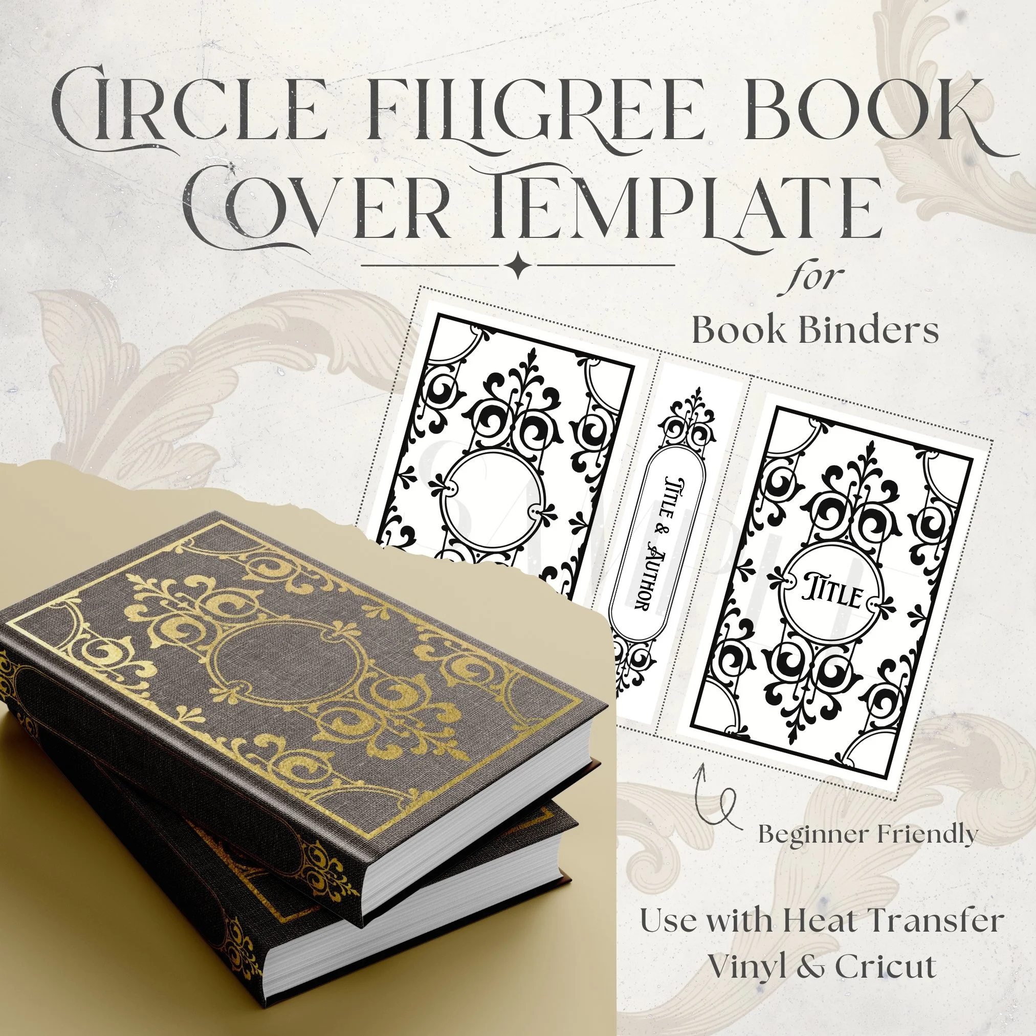 Filigree Circle Book Cover Template Vinyl Bookbinding Design