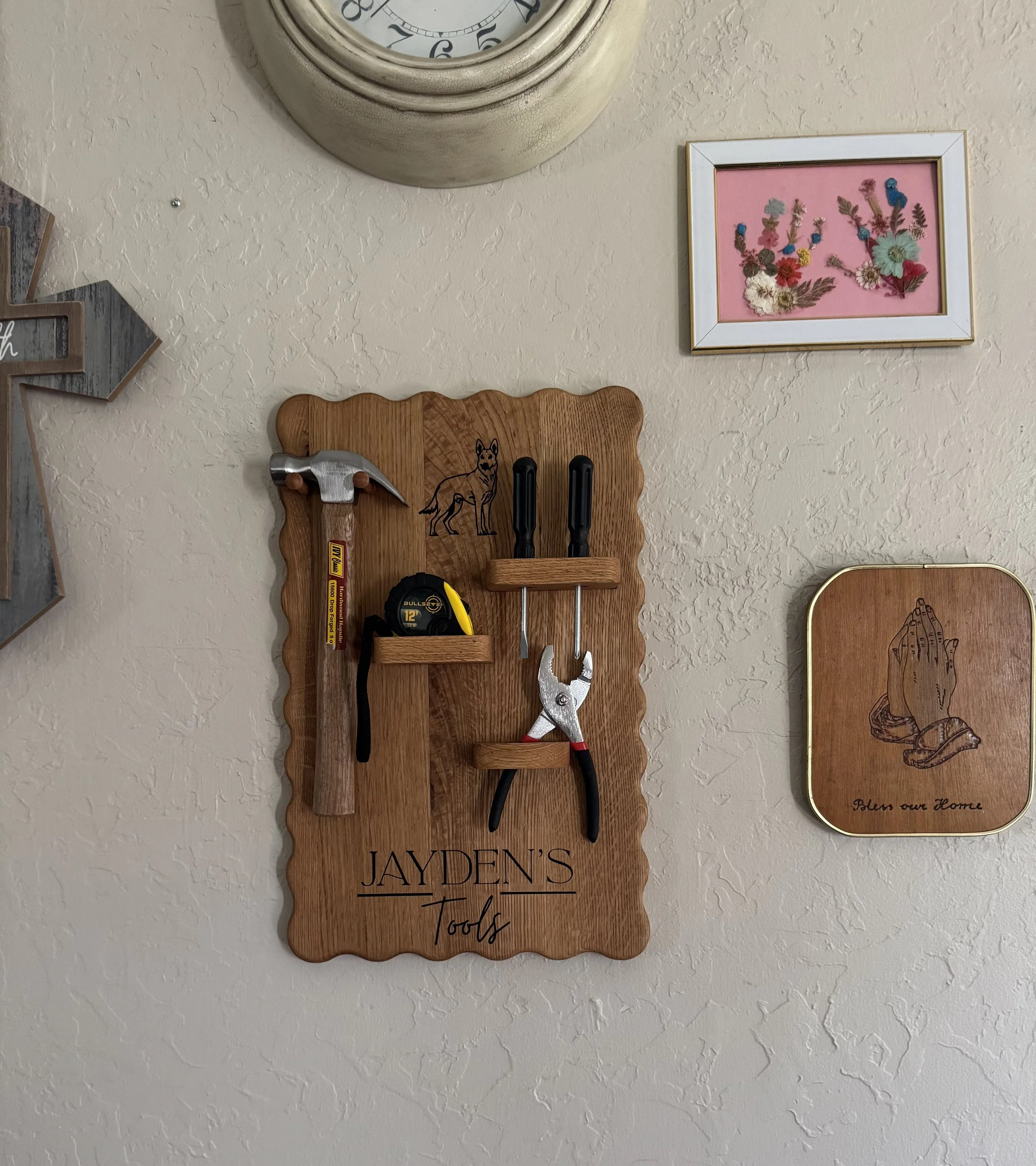 Oak on wall with pictures.jpg