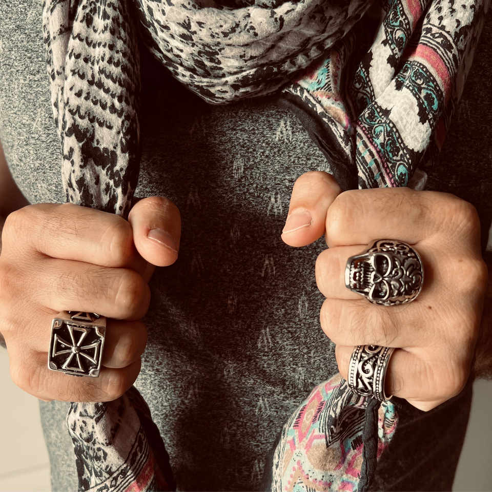 Detailed Tribal Stainless Steel Ring