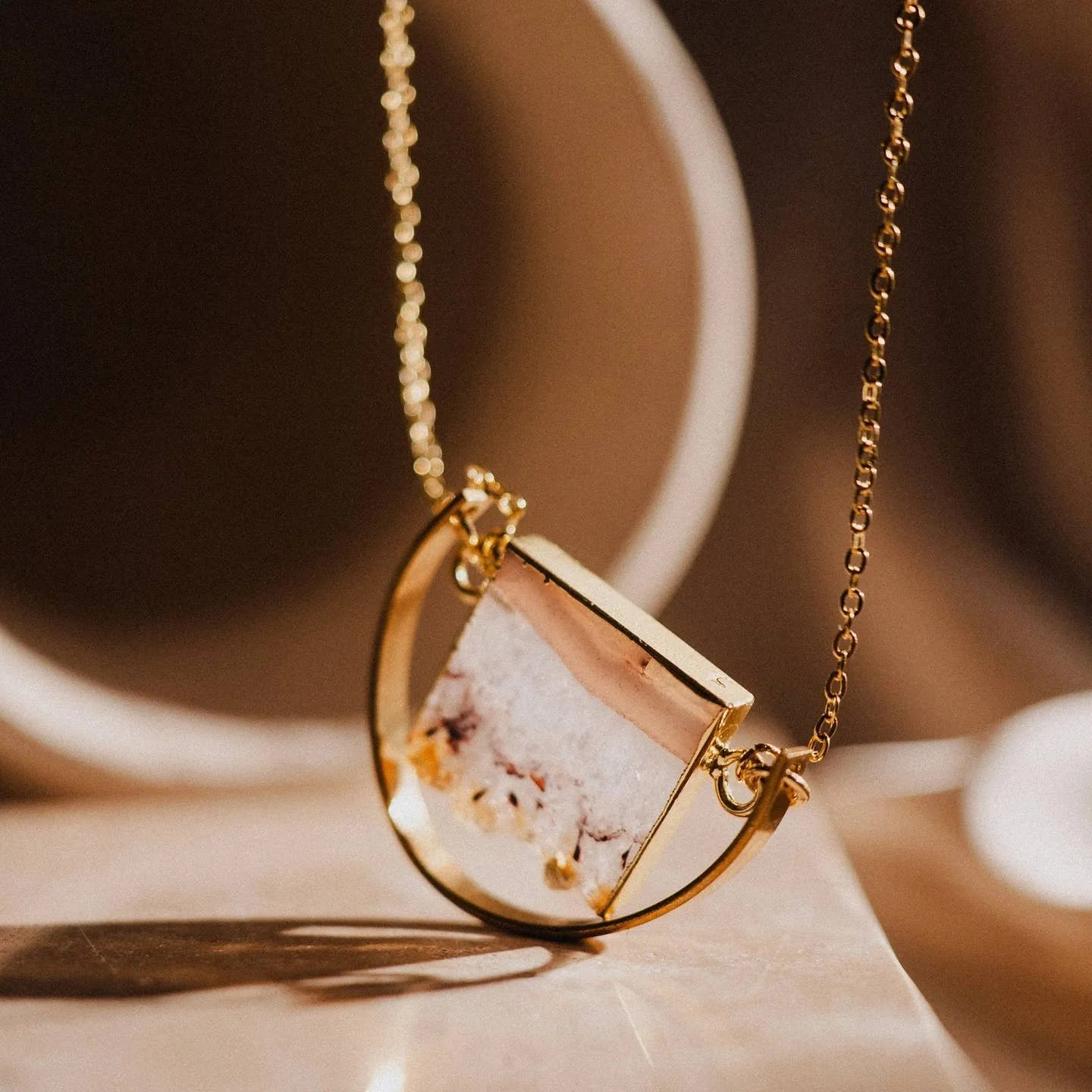 Citrine Crystal Slice Necklace