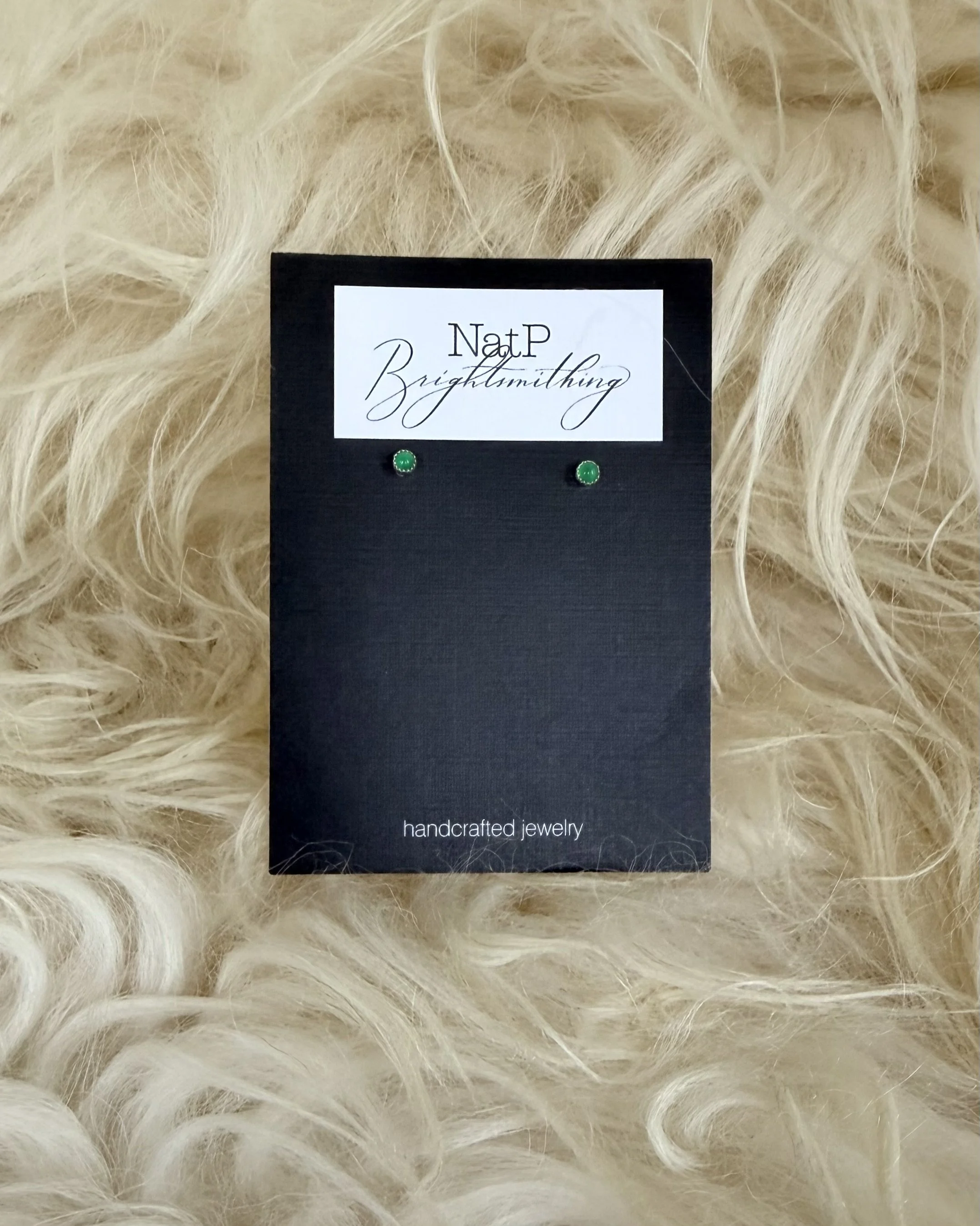 Teensy Green Chalcedony Studs