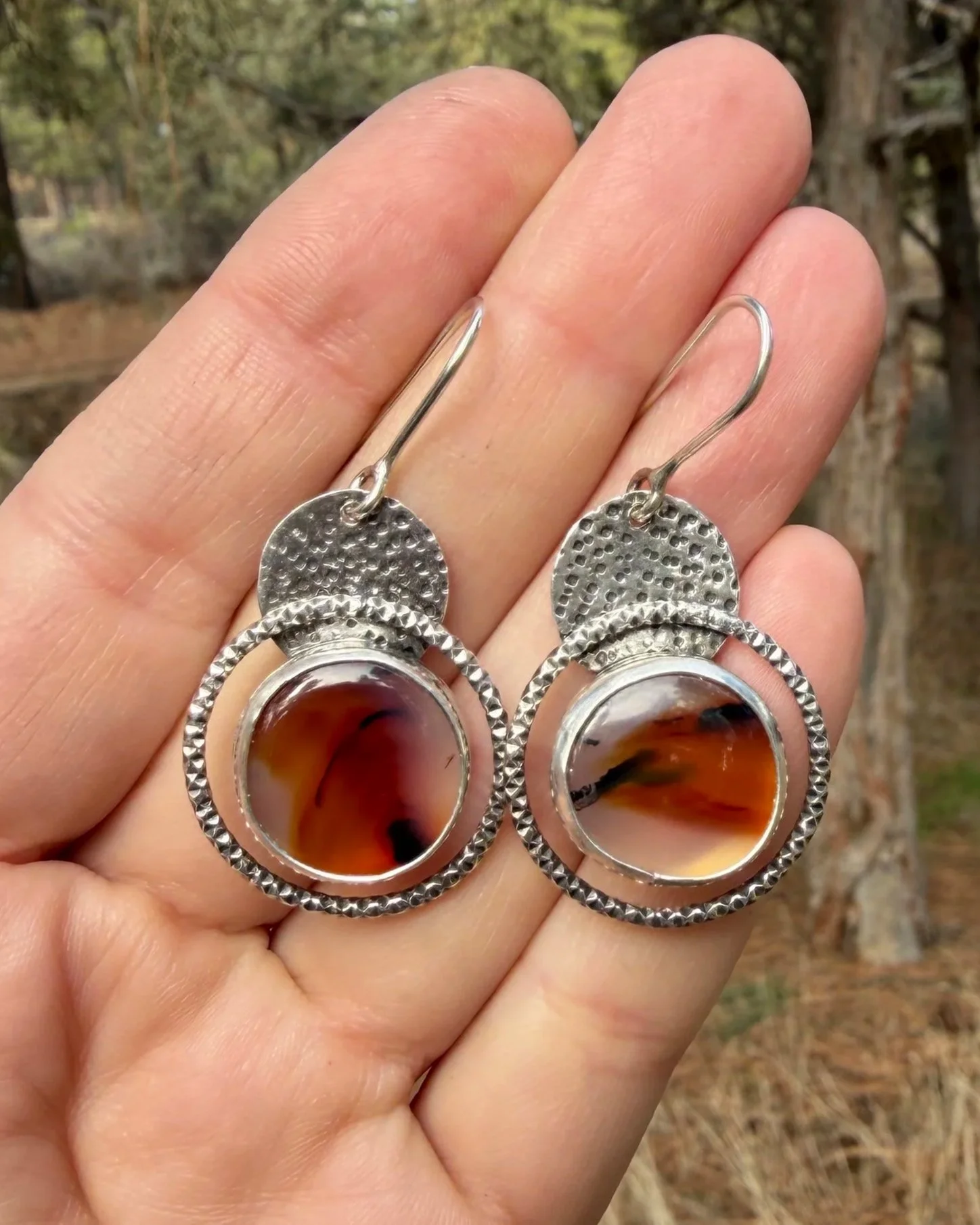 Circles on Circles Earrings - Montana Agate #1