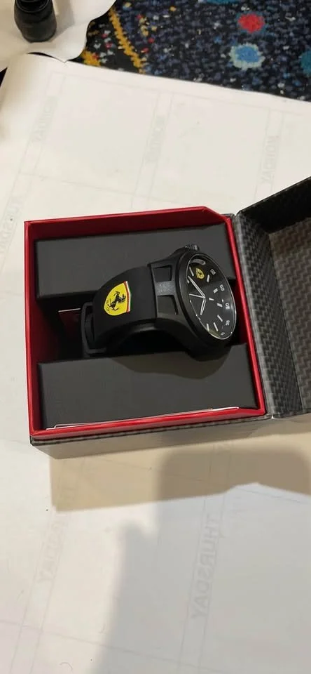 Ferrari Watch 45MM Black Model 830644 Scuderia Pit Crew Silicone watch with box as new condition