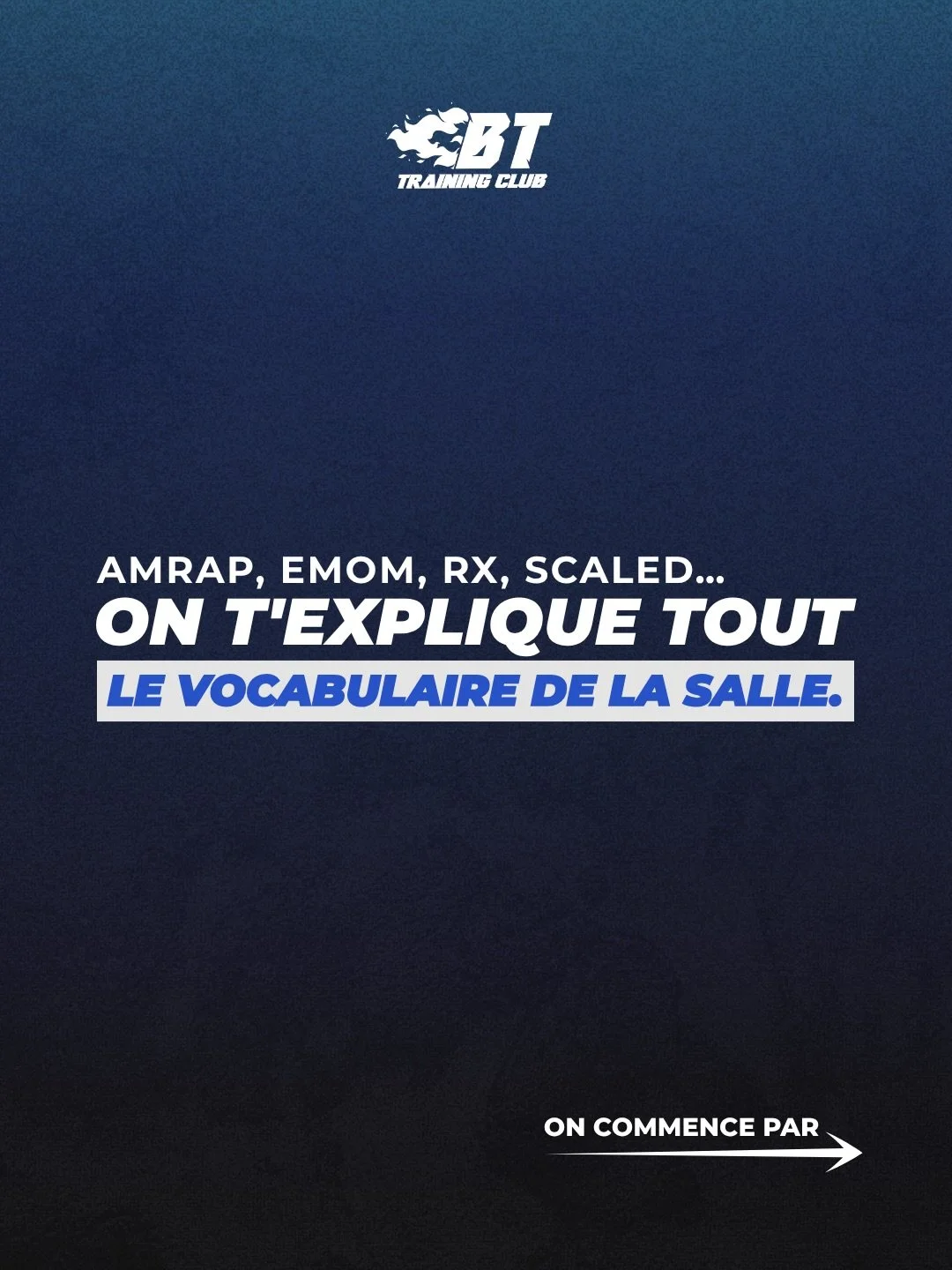 AMRAP, EMOM, RX, SCALED&hellip;
Si ces mots ne te parlent pas encore, c&rsquo;est normal. Avec ce carrousel tu vas tout comprendre 👉

Et si t&rsquo;as encore des questions, n&rsquo;h&eacute;site pas &agrave; demander &agrave; ton coach.

📍 BT Train