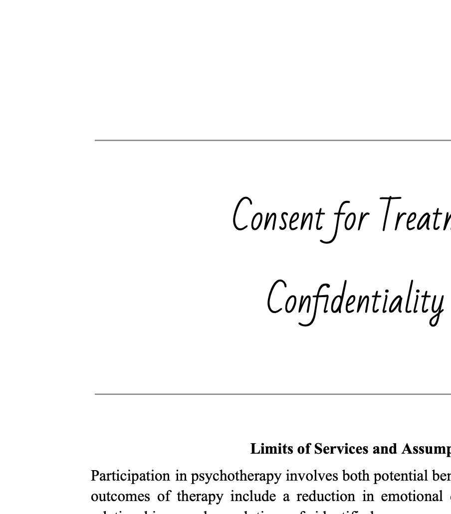 Consent For Treatment and Confidentiality Limits