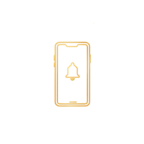 Illustration of a smartphone with a notification bell icon on the screen, indicating a notification or alert.