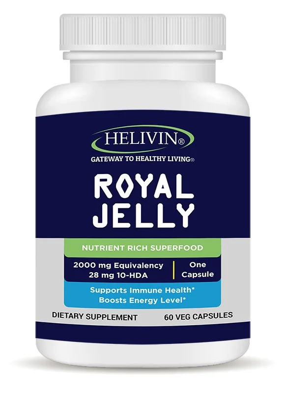Helivin Royal Jelly – 2000 mg per capsule – No Magnesium Stearate – Veggie Capsules