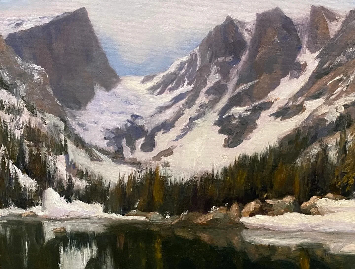Hiking Emerald Lake Trail, Rocky Mountain National Park 
Oil on canvas 9&rdquo;x12&rdquo;
#landscapepaintings #art #painting #art #artwork #fineart #paintingknifeart #paintingknife #palateknifepainting #surfing #oilpainting #artistsoninstagram #paint
