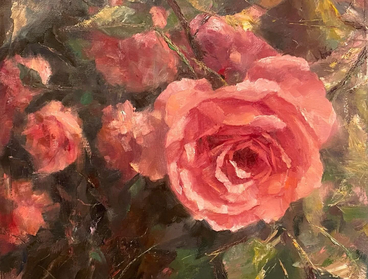Where Roses Bloom 
Oil on canvas paper 11&rdquo;x14&rdquo;
#landscapepaintings #art #painting #art #artwork #fineart #paintingknifeart #paintingknife #palateknifepainting  #oilpainting #artistsoninstagram #paintingfromlife #dailypainting  #flowerpain