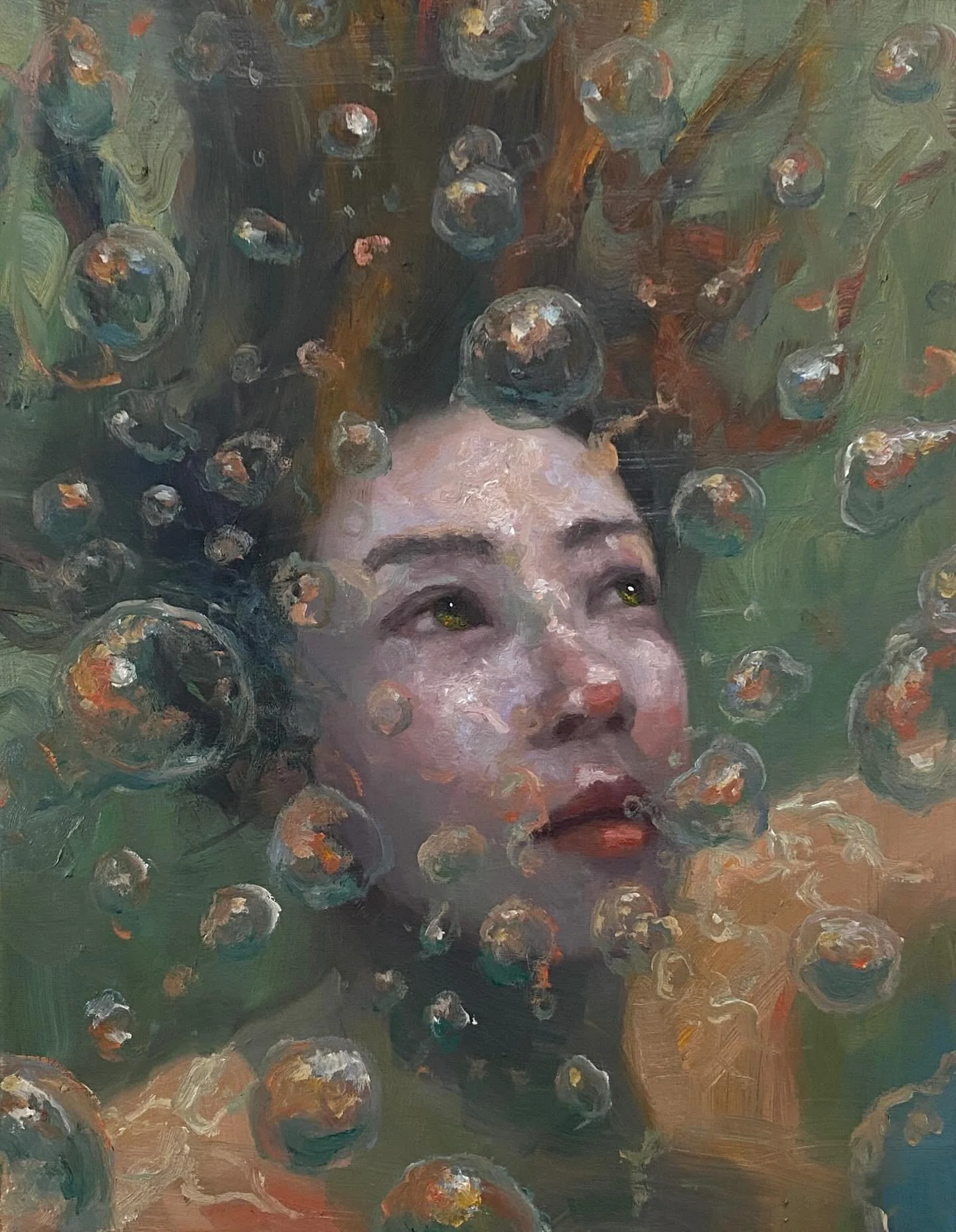 Oil on canvas 12&rdquo;x16&rdquo;
#art #drawing #sketch #beautiful  #ripples #bubble #portraitpainting #oilpainting #artist #instaart #headdrawing #sketch #adrift #underwater #picoftheday #artoninstgram #painting #model #illustration  #photooftheday 