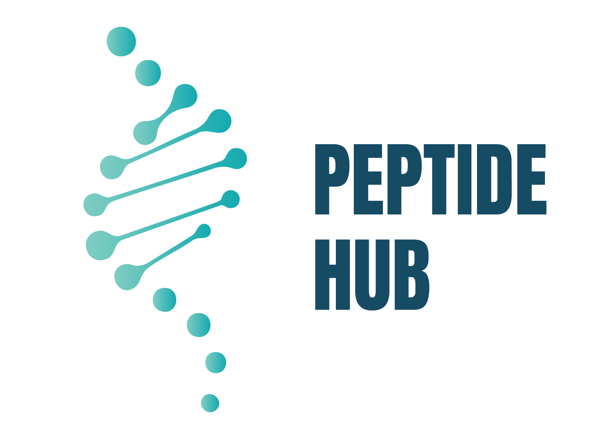Logo featuring stylized DNA strand with the text "Peptide Hub" to the right.