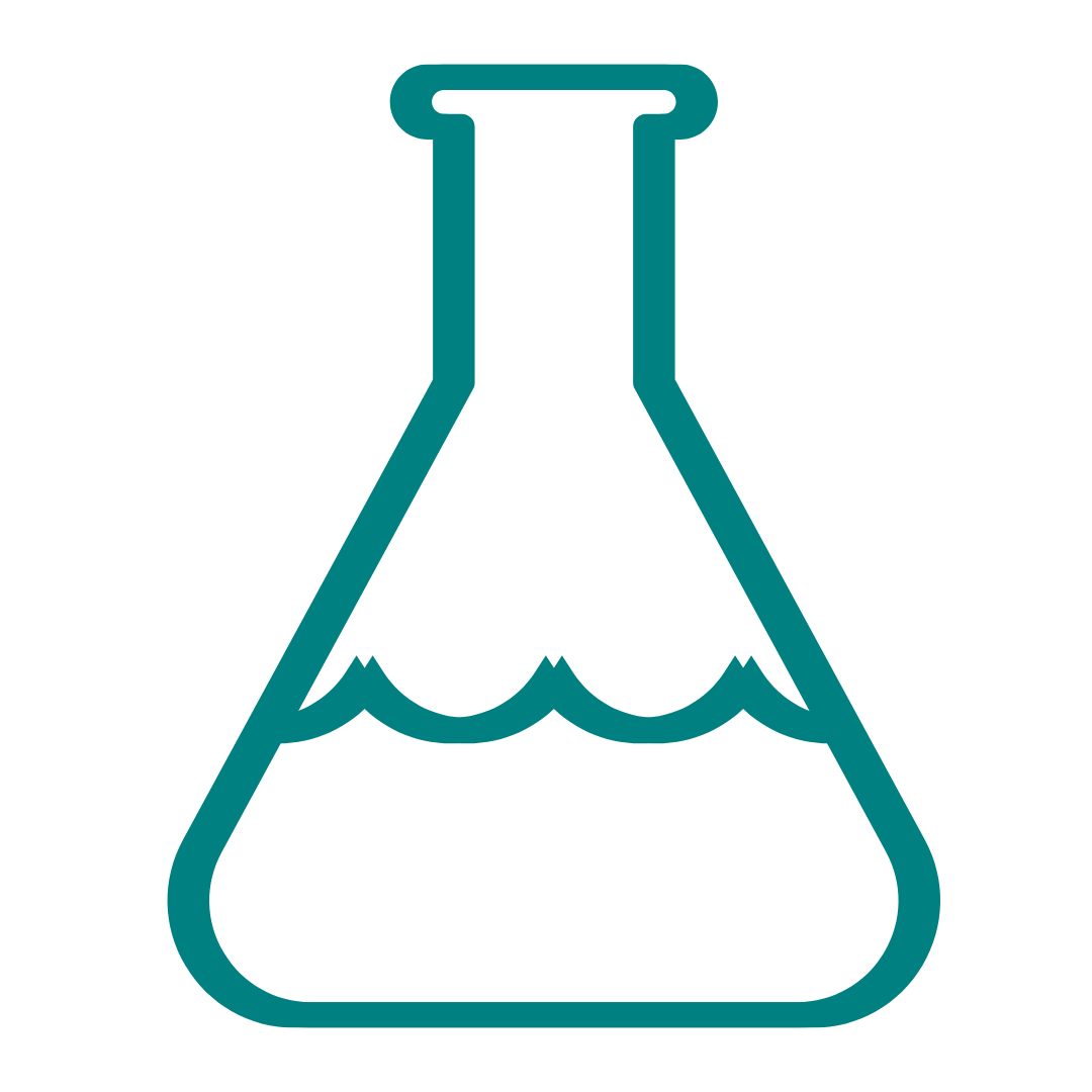 Icon of a laboratory flask with liquid inside.