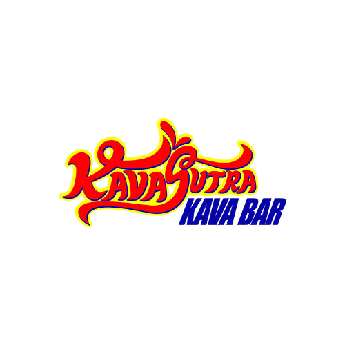 Logo for Kaya Sutra Kava Bar with red, yellow, and blue text.