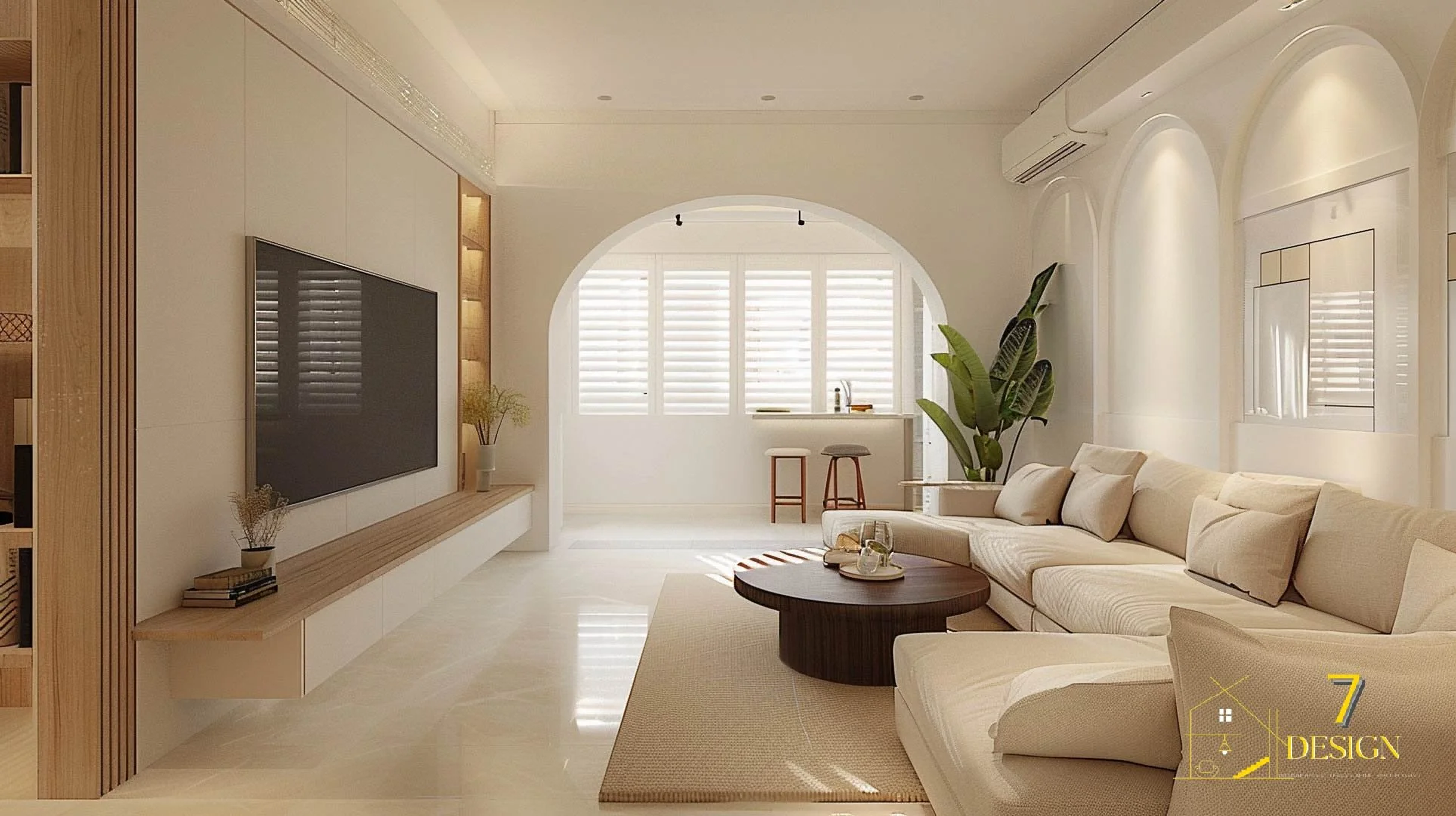 Embracing Italian Elegance: Cream Tones and Soft Arches in Singaporean Interior Design