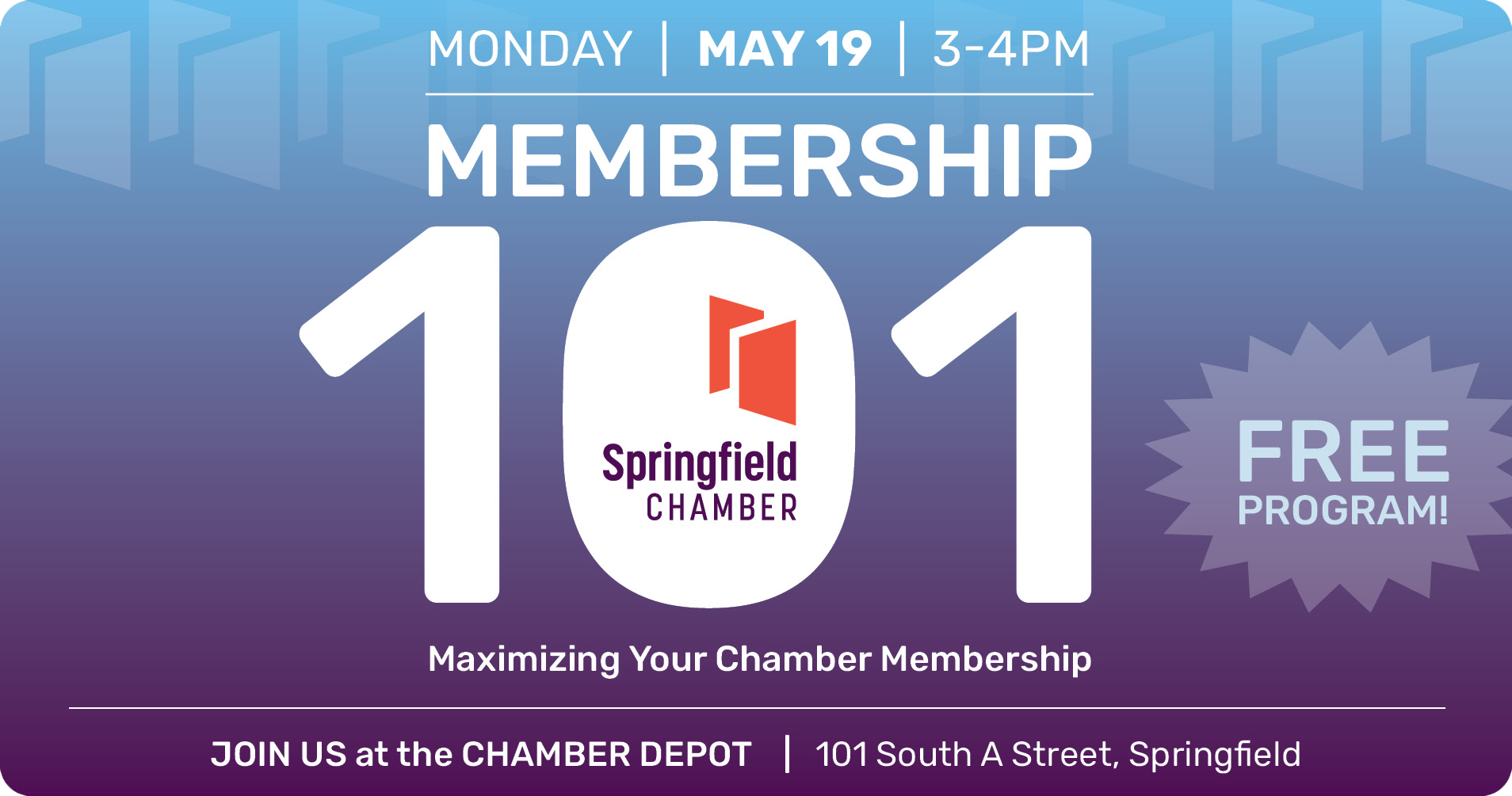 Facebook event graphic for Membership 101 program