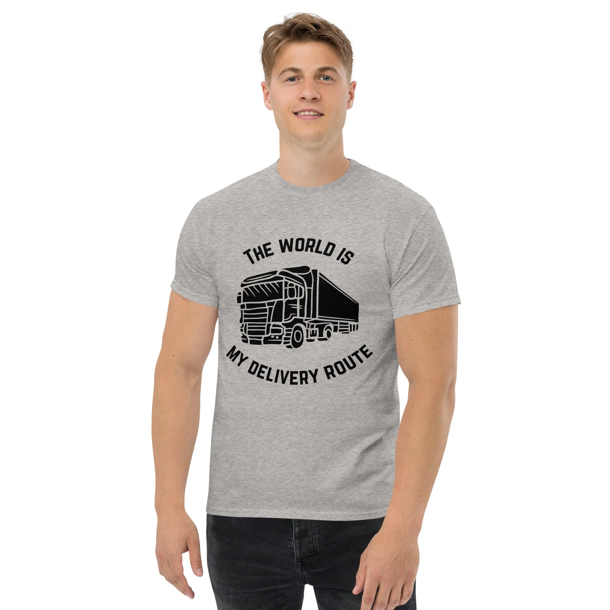 T-shirt Clássica Unissexo "The World is my delivery Route" | Corte Estruturado em Algodão