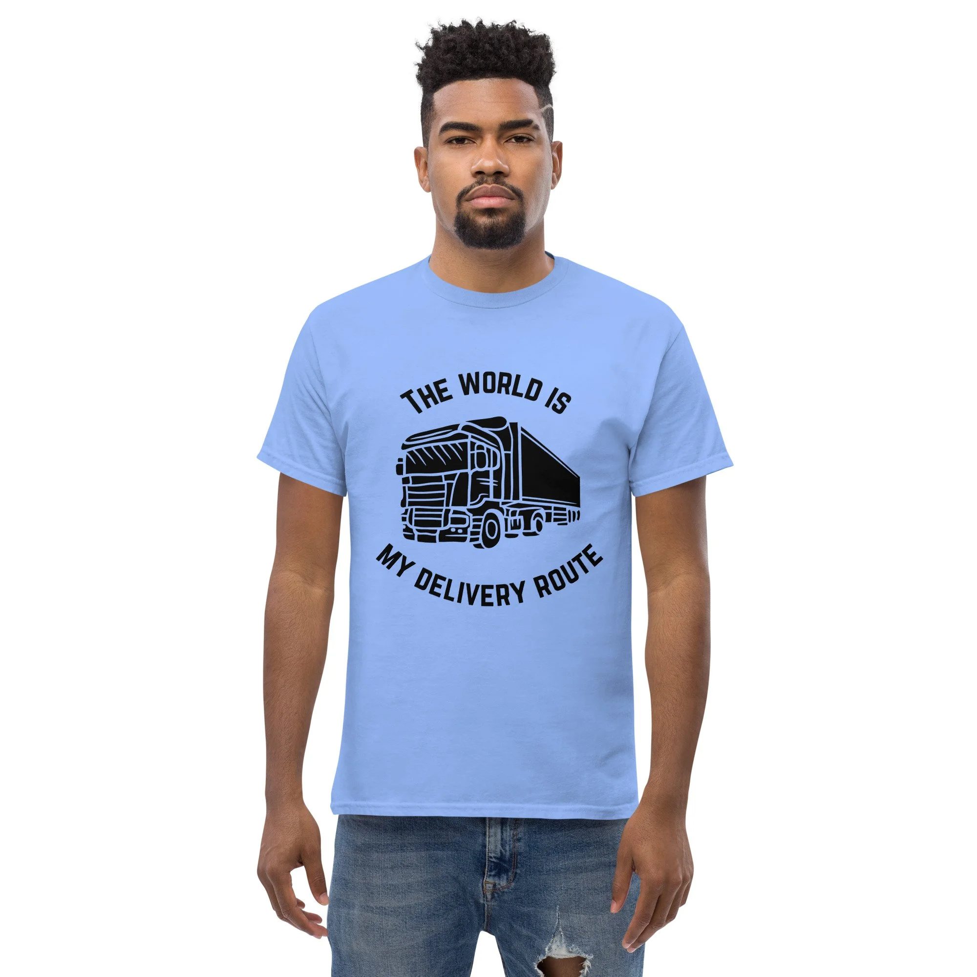 T-shirt Clássica Unissexo "The World is my delivery Route" | Corte Estruturado em Algodão