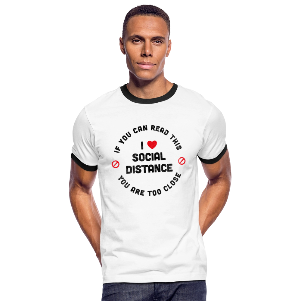 T-shirt Ringer "I LOVE SOCIAL DISTANCE" | MT GAMING MERCH | Para Homem | Estilo Vintage