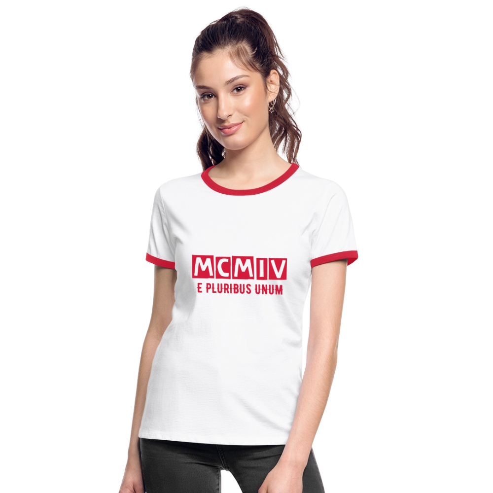 T-Shirt Ringer para Mulher SL Benfica "MCMIV - 1904 - E PLURIBUS UNUM"