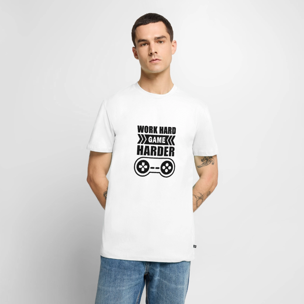 T-Shirt Premium "WORK HARD GAME HARDER" | 100% Algodão | Homem