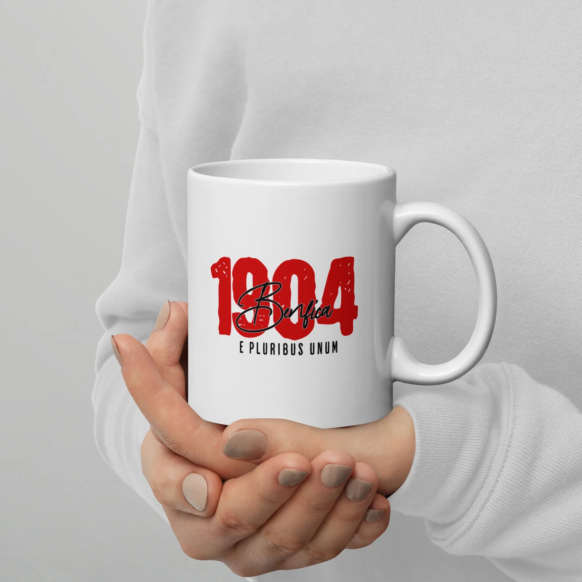 Caneca Benfica 1904 "E Pluribus Unum" | Branca Brilhante | 3 Tamanhos (11oz, 15oz, 20oz)