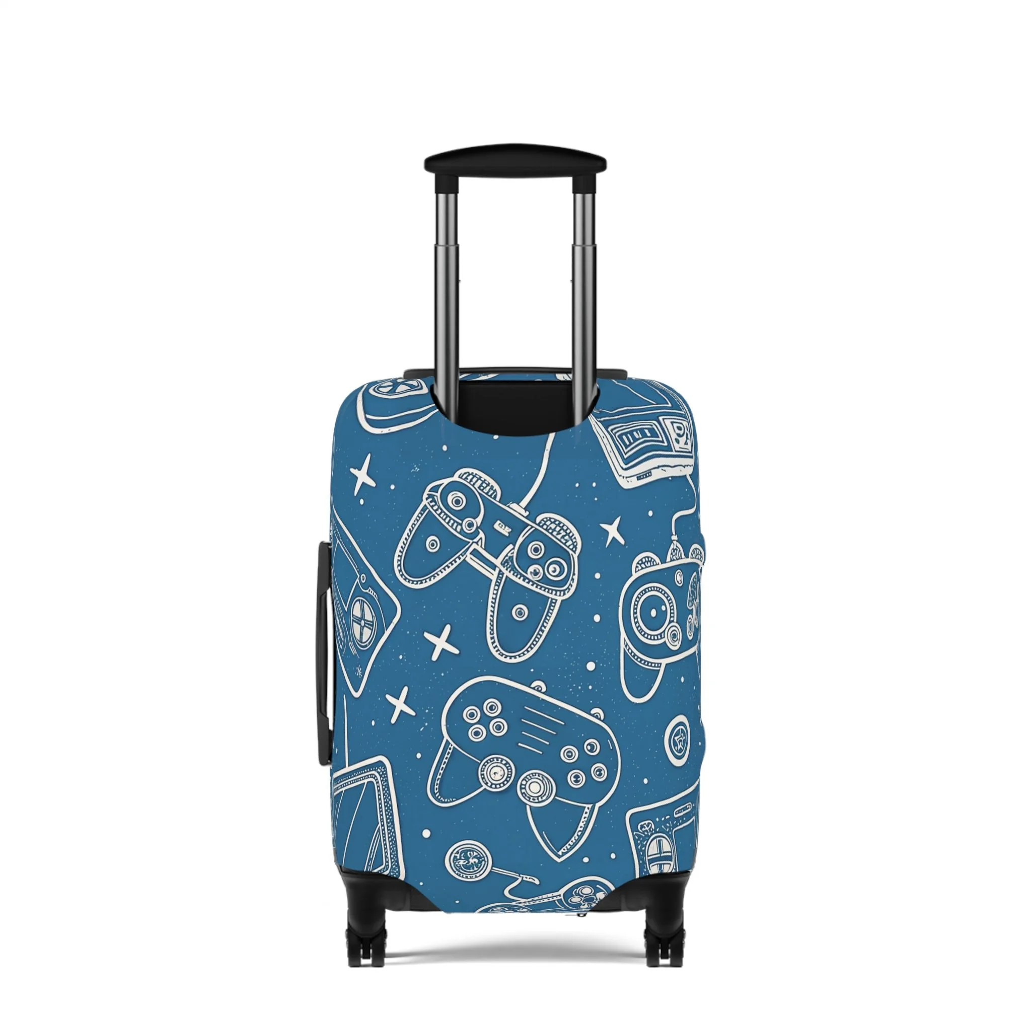Protetor de Mala Padrão Gaming – Capa Azul com Controladores para Mala de Viagem