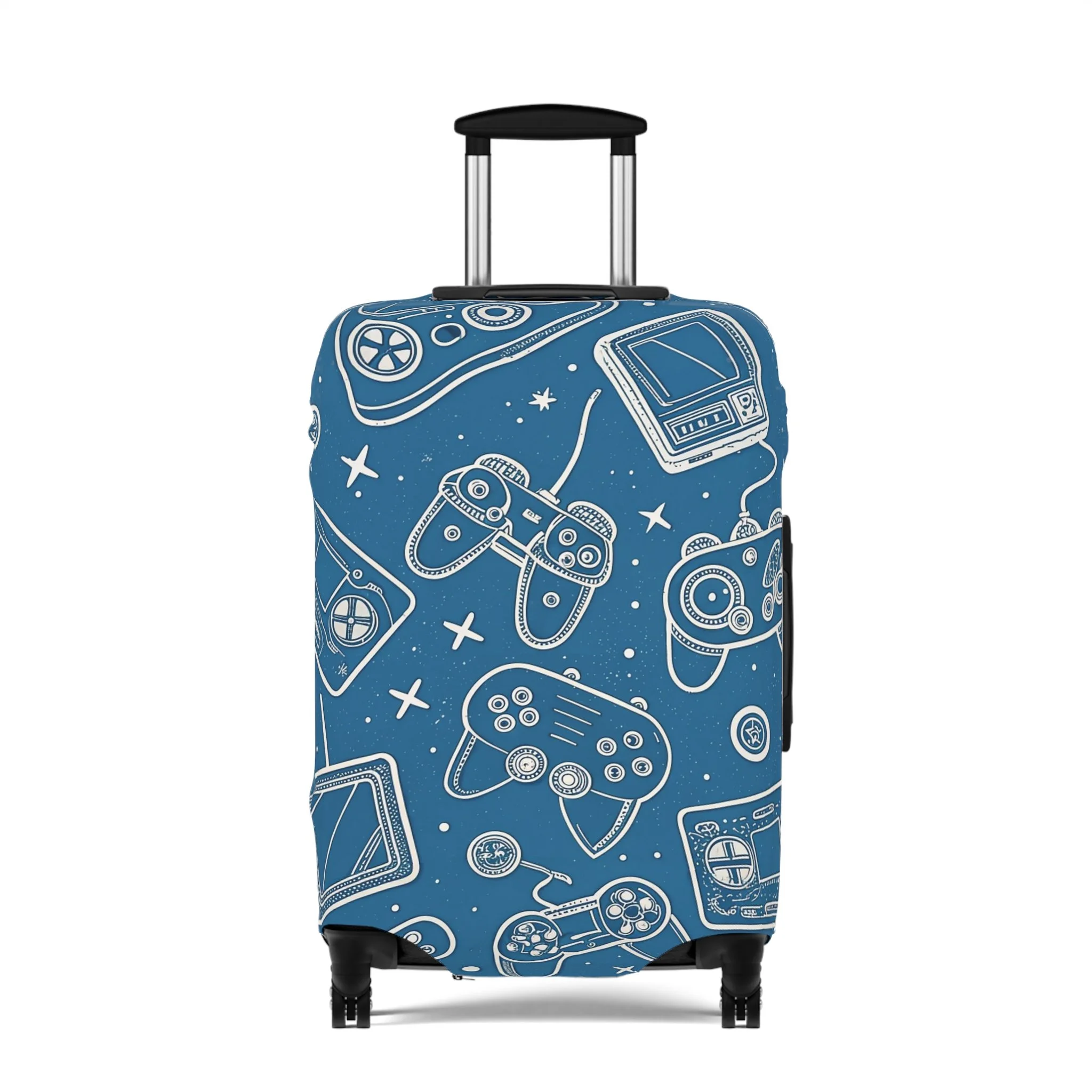 Protetor de Mala Padrão Gaming – Capa Azul com Controladores para Mala de Viagem