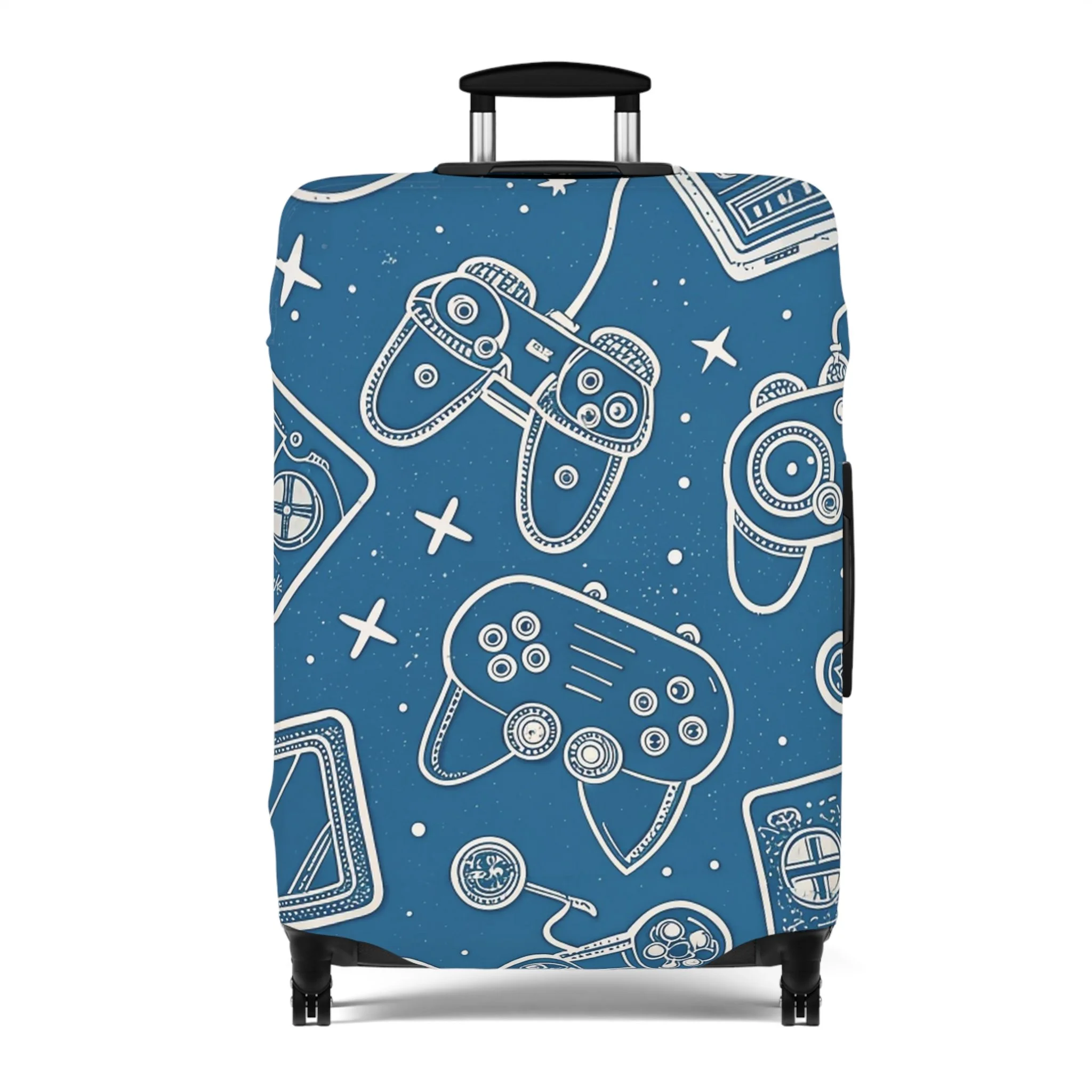 Protetor de Mala Padrão Gaming – Capa Azul com Controladores para Mala de Viagem