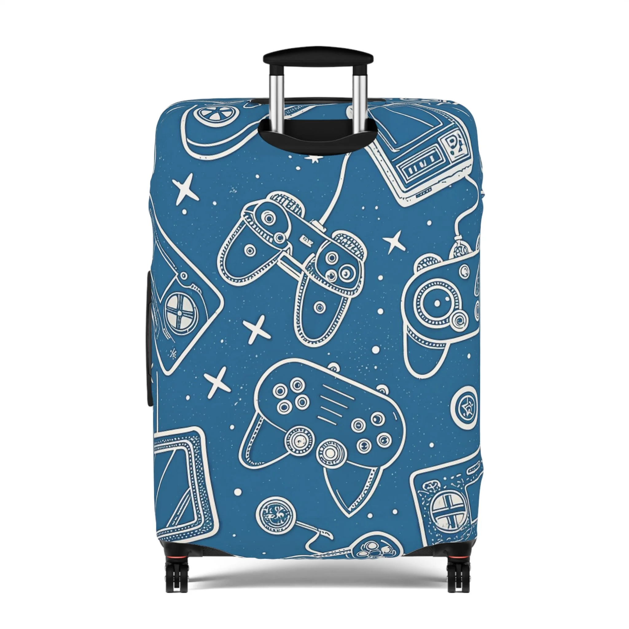 Protetor de Mala Padrão Gaming – Capa Azul com Controladores para Mala de Viagem