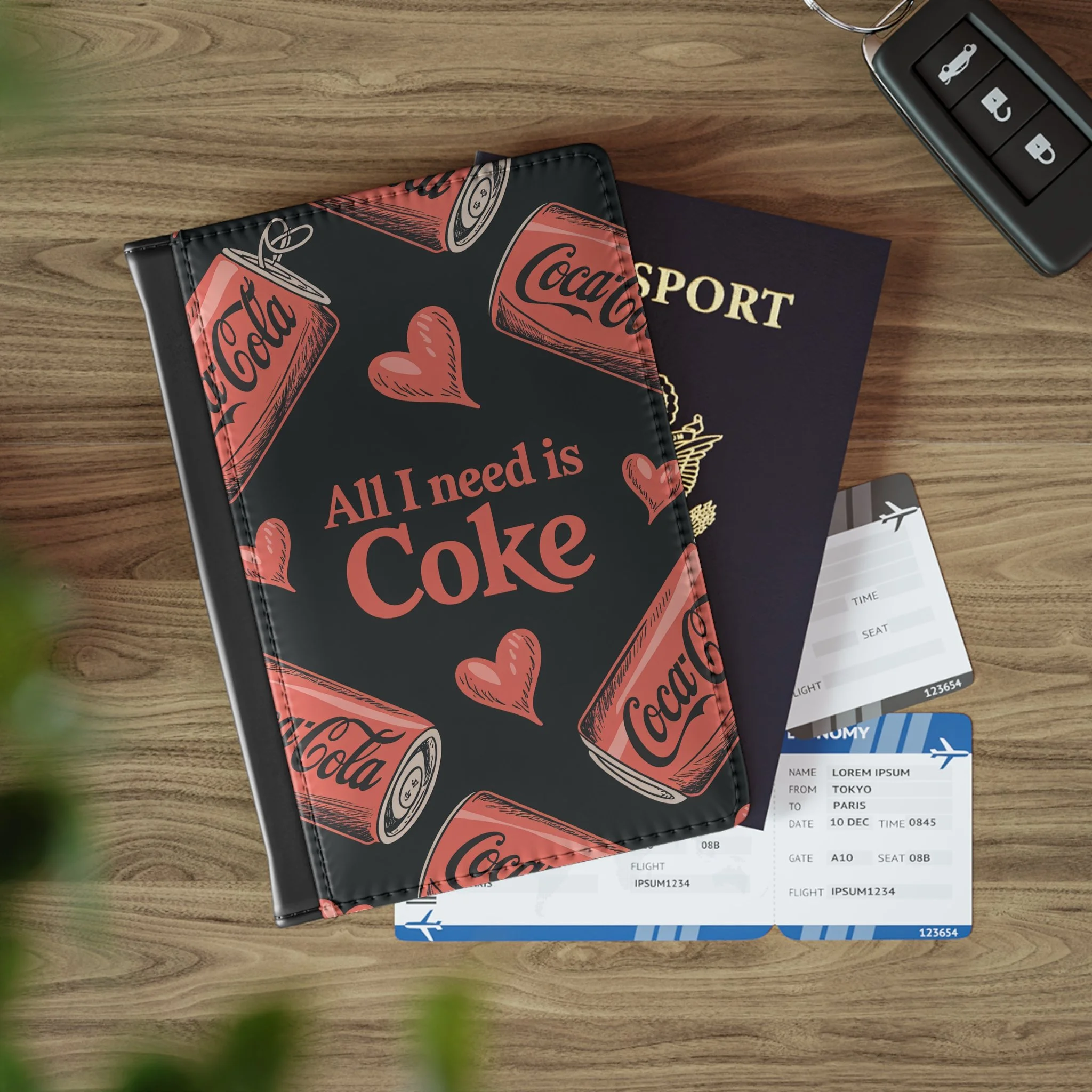 Capa de Passaporte 'All I Need Is Coke' – Porta-Documentos de Viagem Divertido e Prático