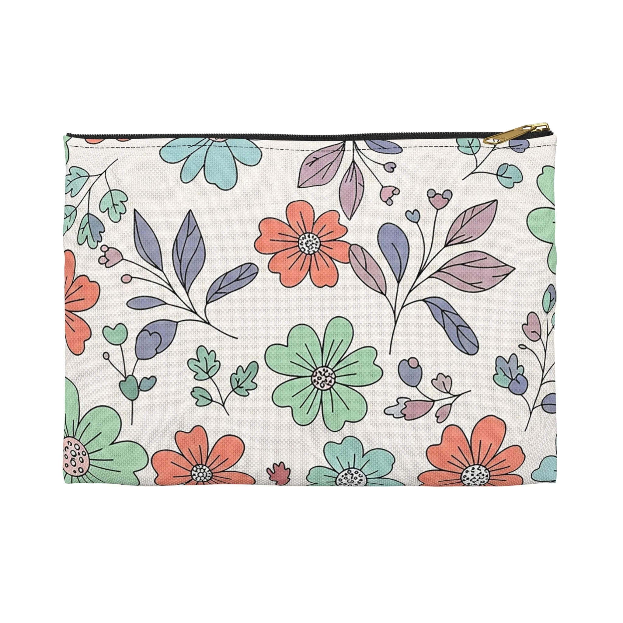 Necessaire Floral de Primavera – Bolsa de Maquilhagem em Tons Pastel com Fecho de Correr