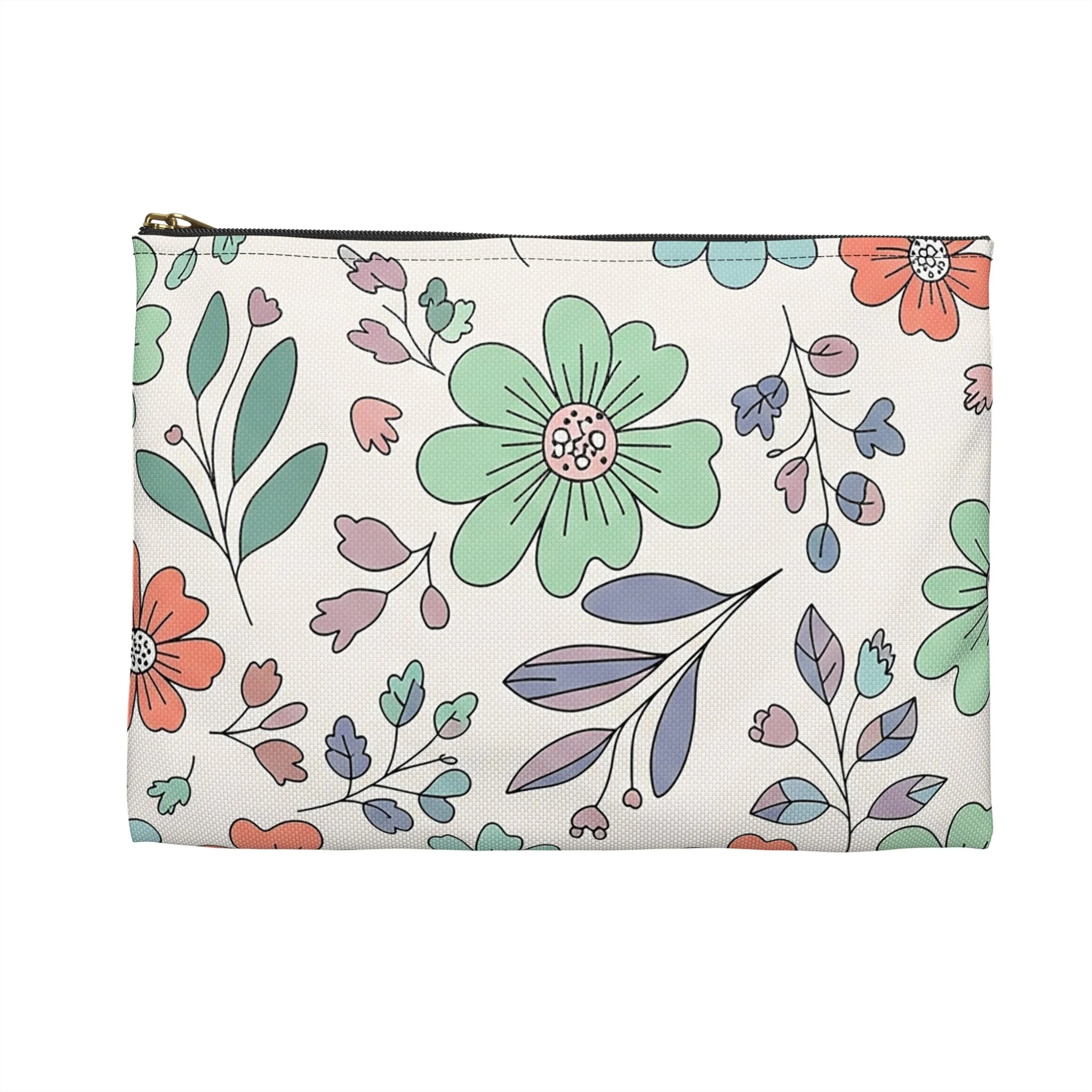 Necessaire Floral de Primavera – Bolsa de Maquilhagem em Tons Pastel com Fecho de Correr