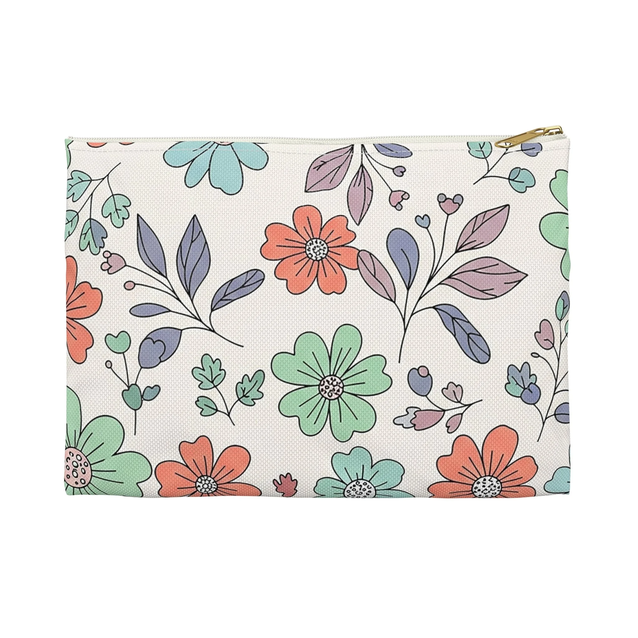 Necessaire Floral de Primavera – Bolsa de Maquilhagem em Tons Pastel com Fecho de Correr