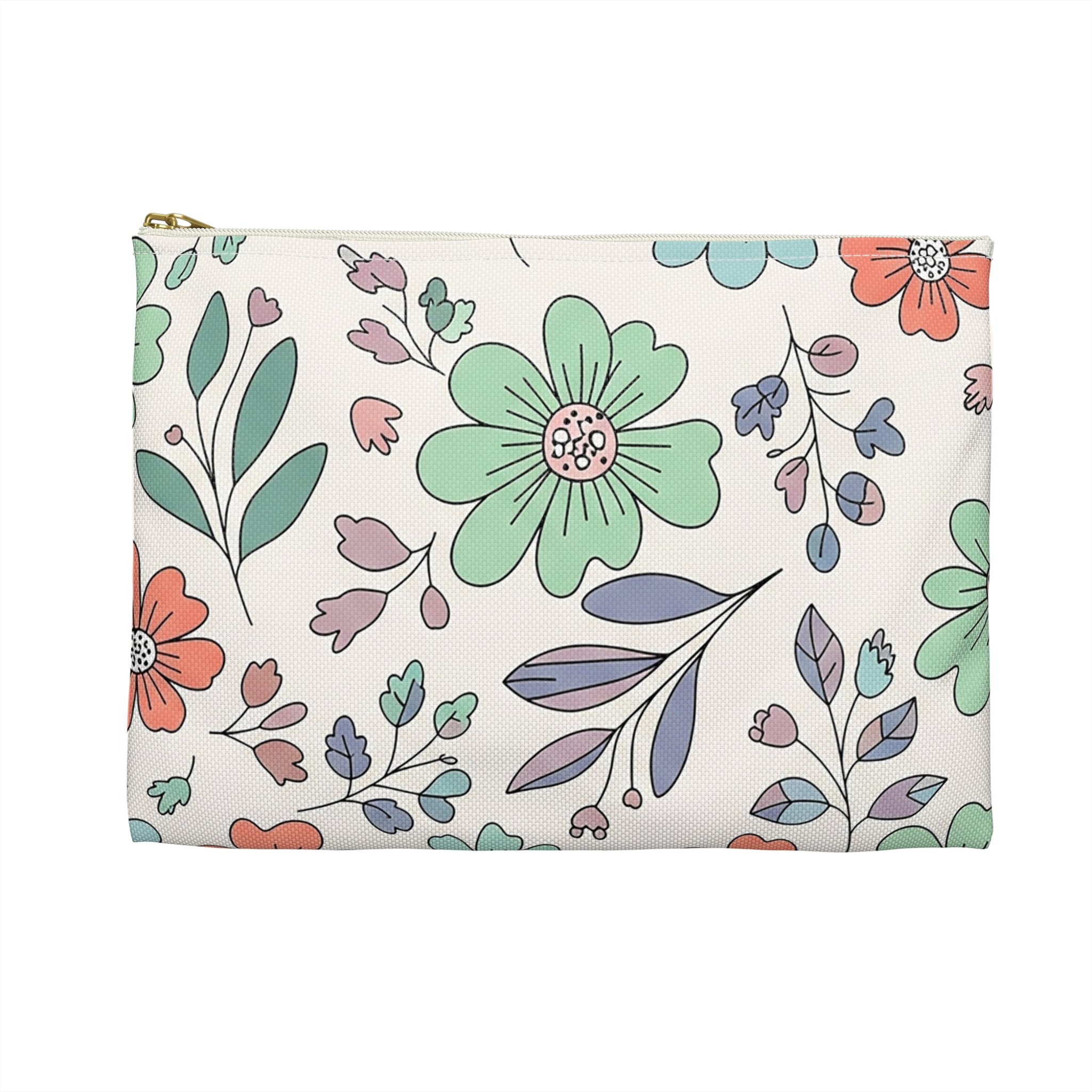 Necessaire Floral de Primavera – Bolsa de Maquilhagem em Tons Pastel com Fecho de Correr