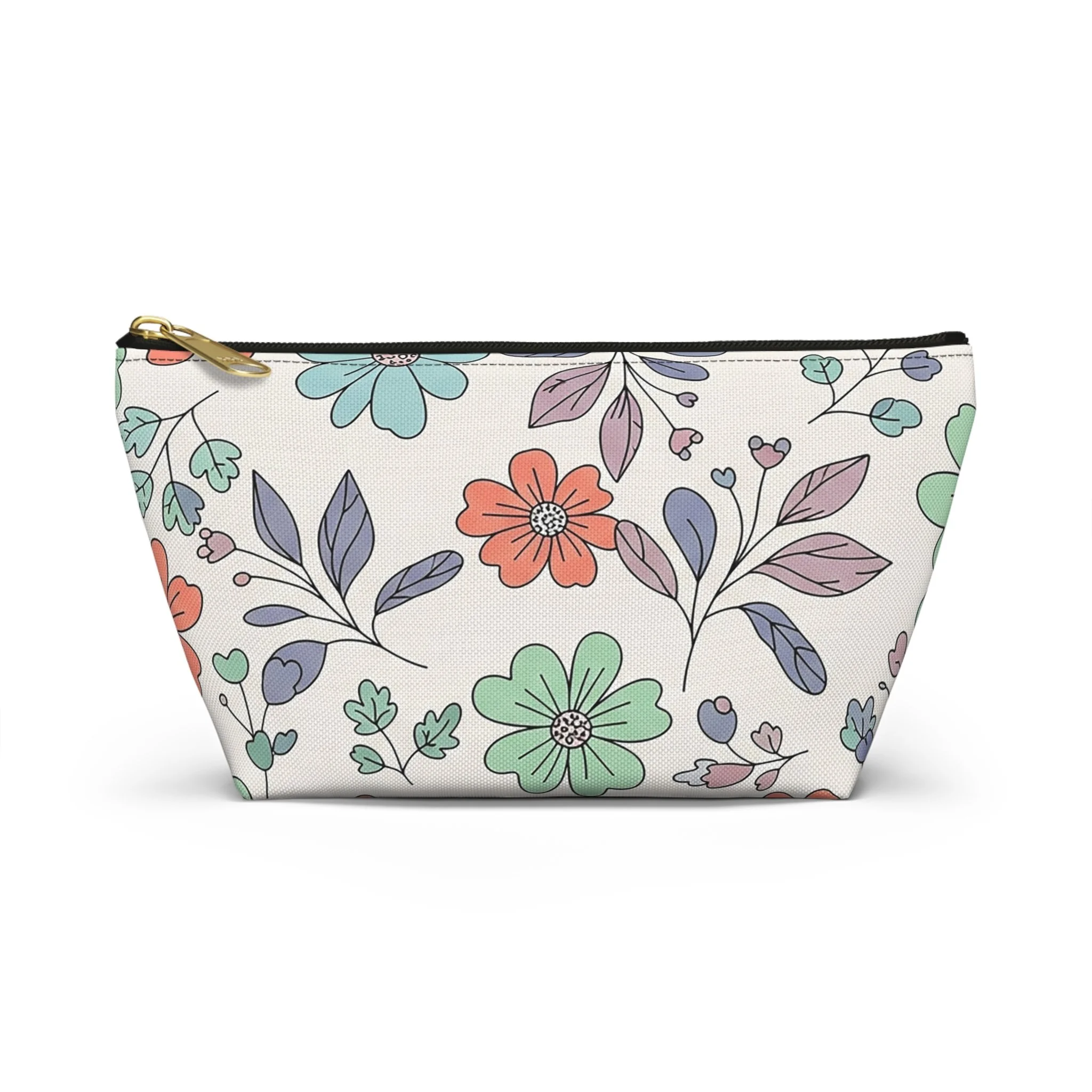 Necessaire Floral com Base em T – Bolsa de Maquilhagem Pastel de Jardim