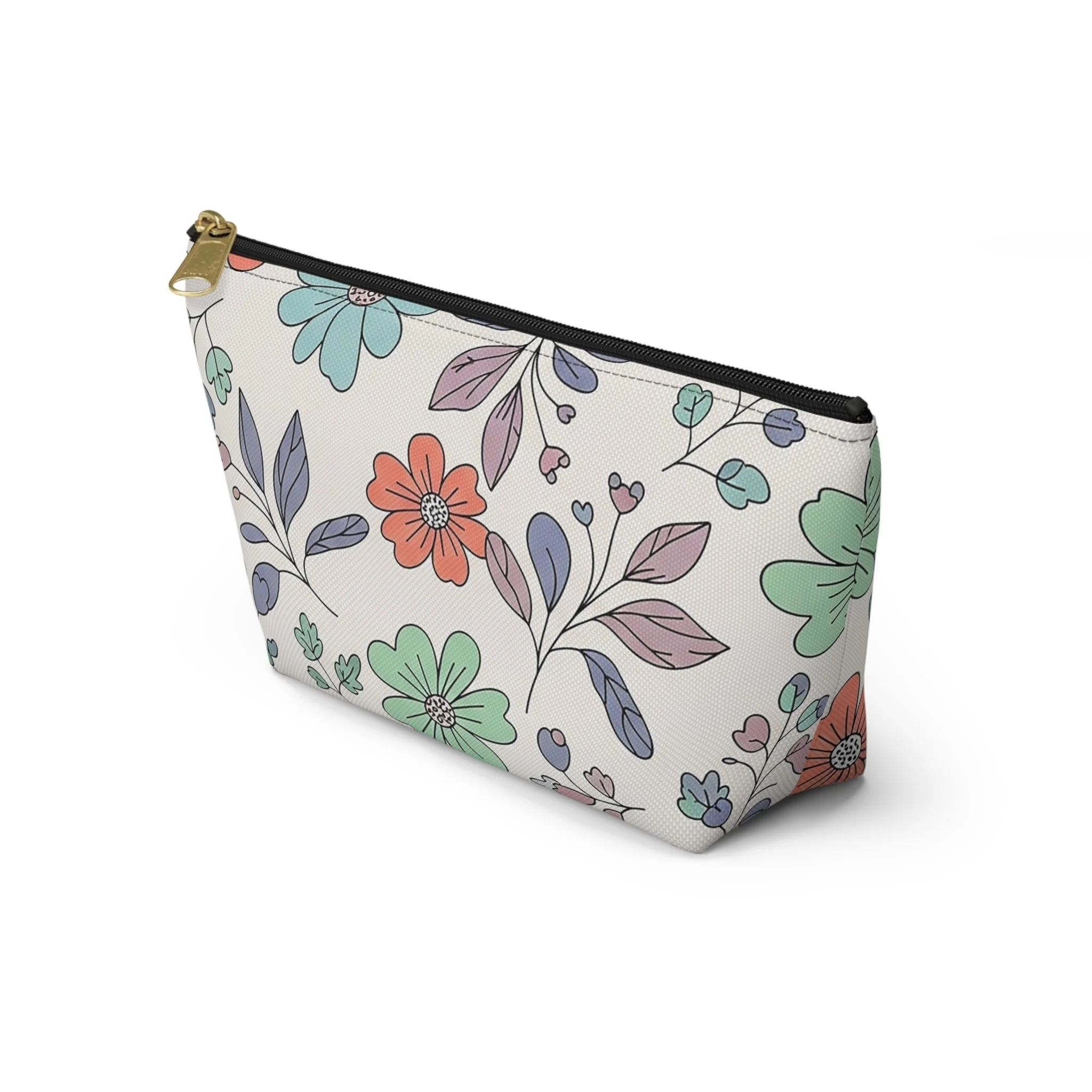 Necessaire Floral com Base em T – Bolsa de Maquilhagem Pastel de Jardim