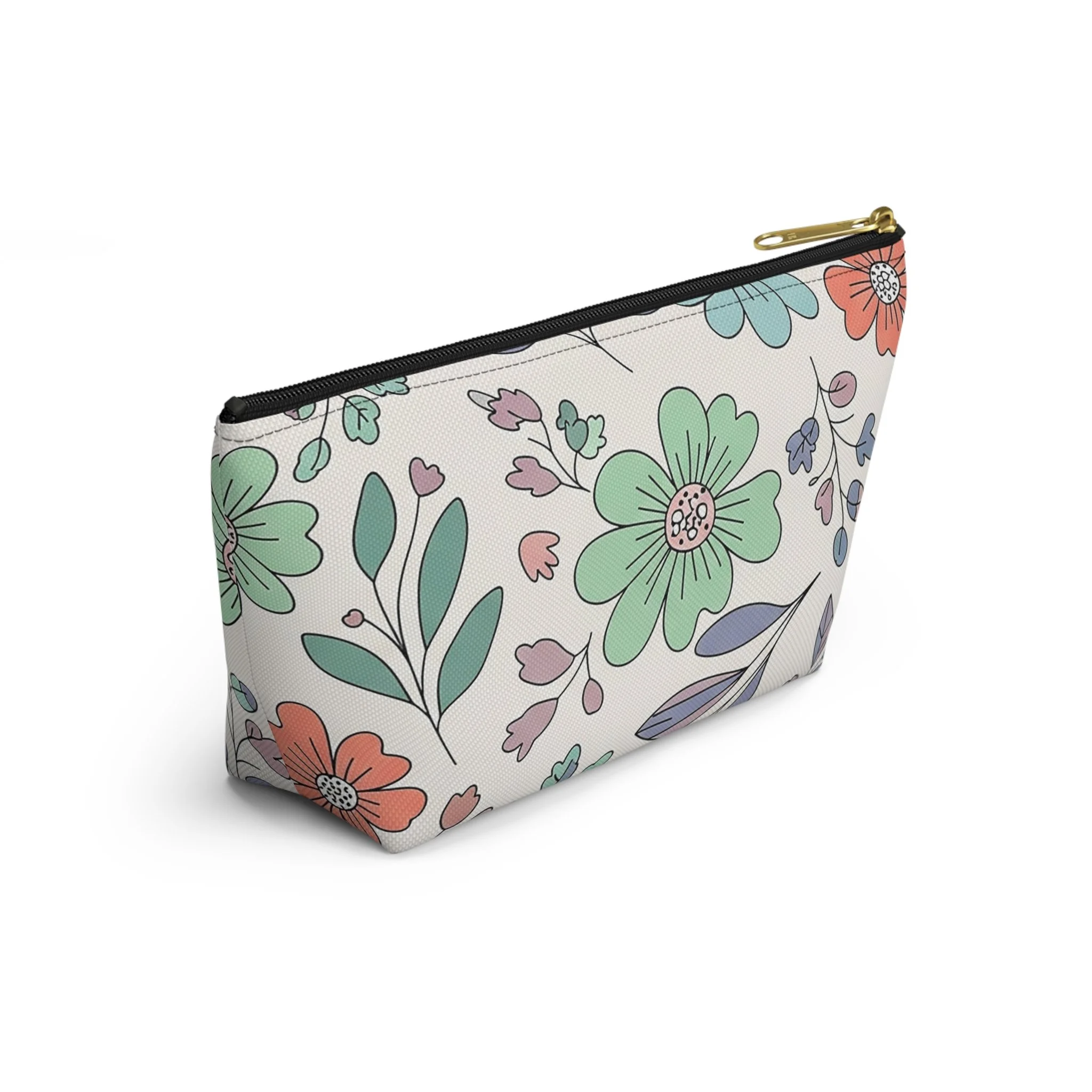 Necessaire Floral com Base em T – Bolsa de Maquilhagem Pastel de Jardim