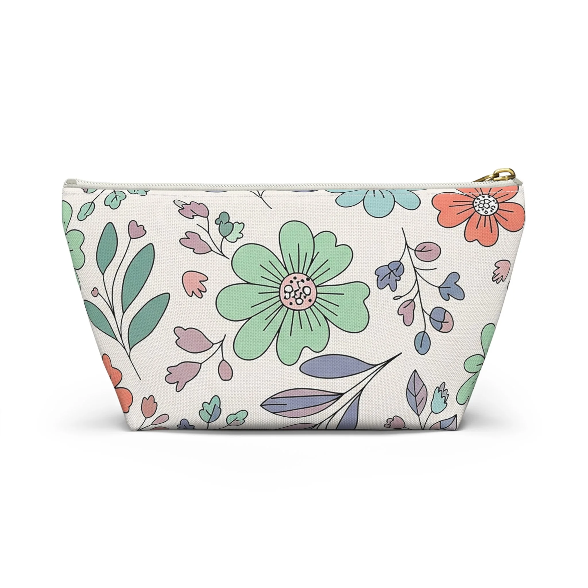 Necessaire Floral com Base em T – Bolsa de Maquilhagem Pastel de Jardim