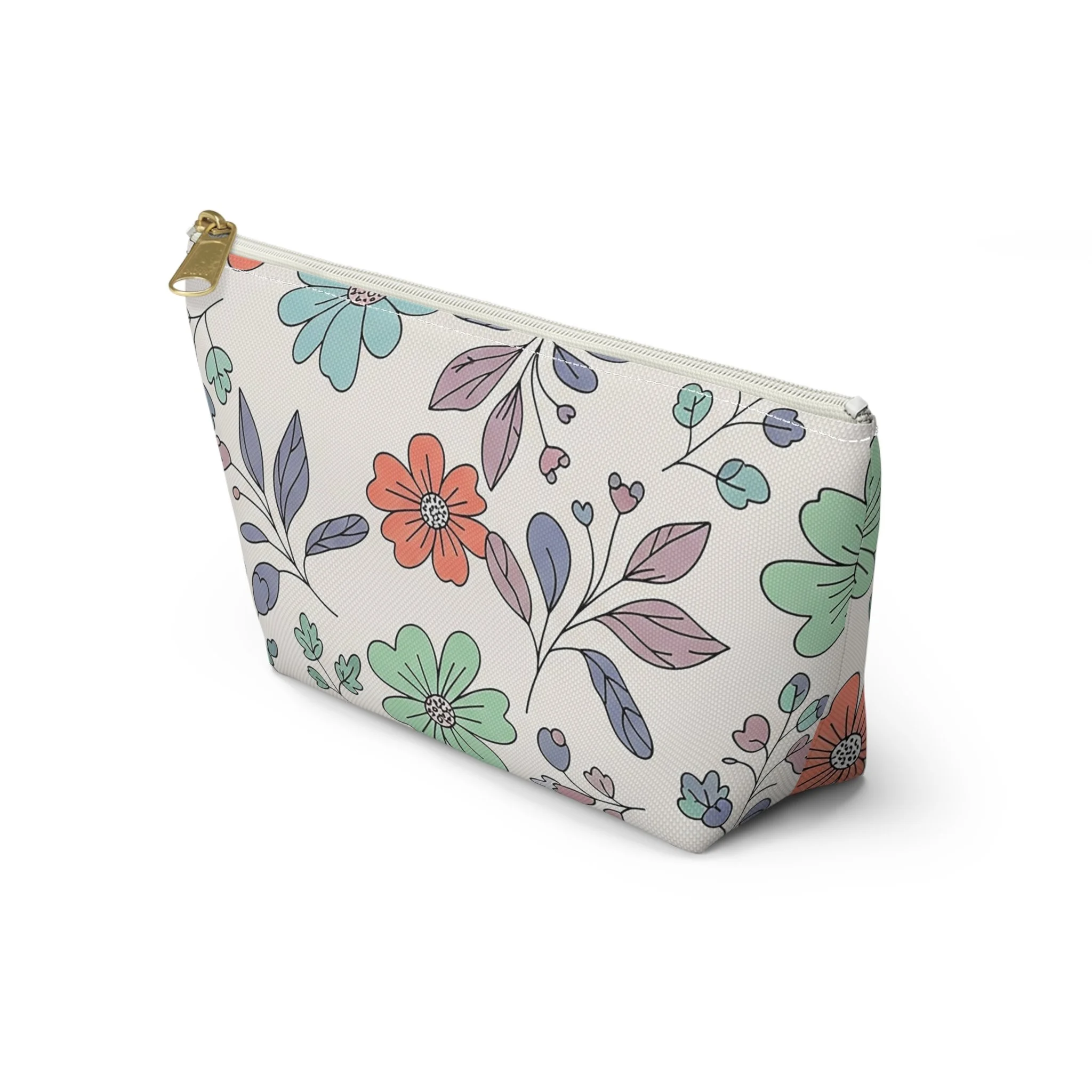 Necessaire Floral com Base em T – Bolsa de Maquilhagem Pastel de Jardim